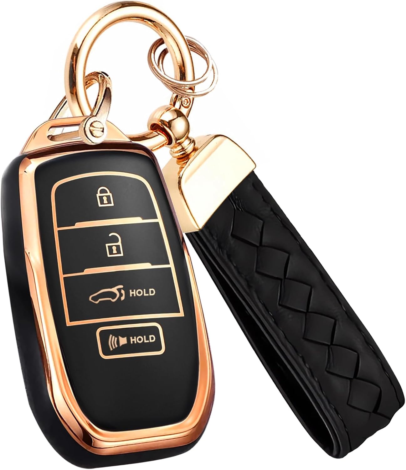 Montague Key Fob Cover for Toyota Crown Corolla Cross Grand Highlander Land Cruise Prius Sequoia Tundra Venza（B-Black