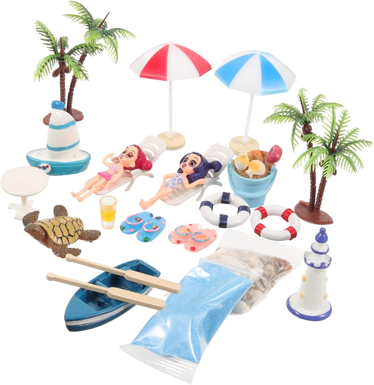 Vaguelly 1set Dollhouse Miniature Decoration Seaside Landscape Ornament Realistic Details for Mini Toy Collection and Home Decor