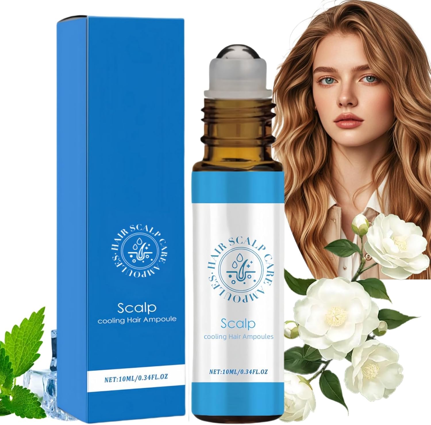 Hair Growth Roll-On Massage Essence,Hair Growth Serum with Rolling Ball Massage,Scalpy Cooling Hair Ampoule,Strengthening Soothing Hair Essences,Hair Treatment for Hair Loss,Hair Strengthen & Grow