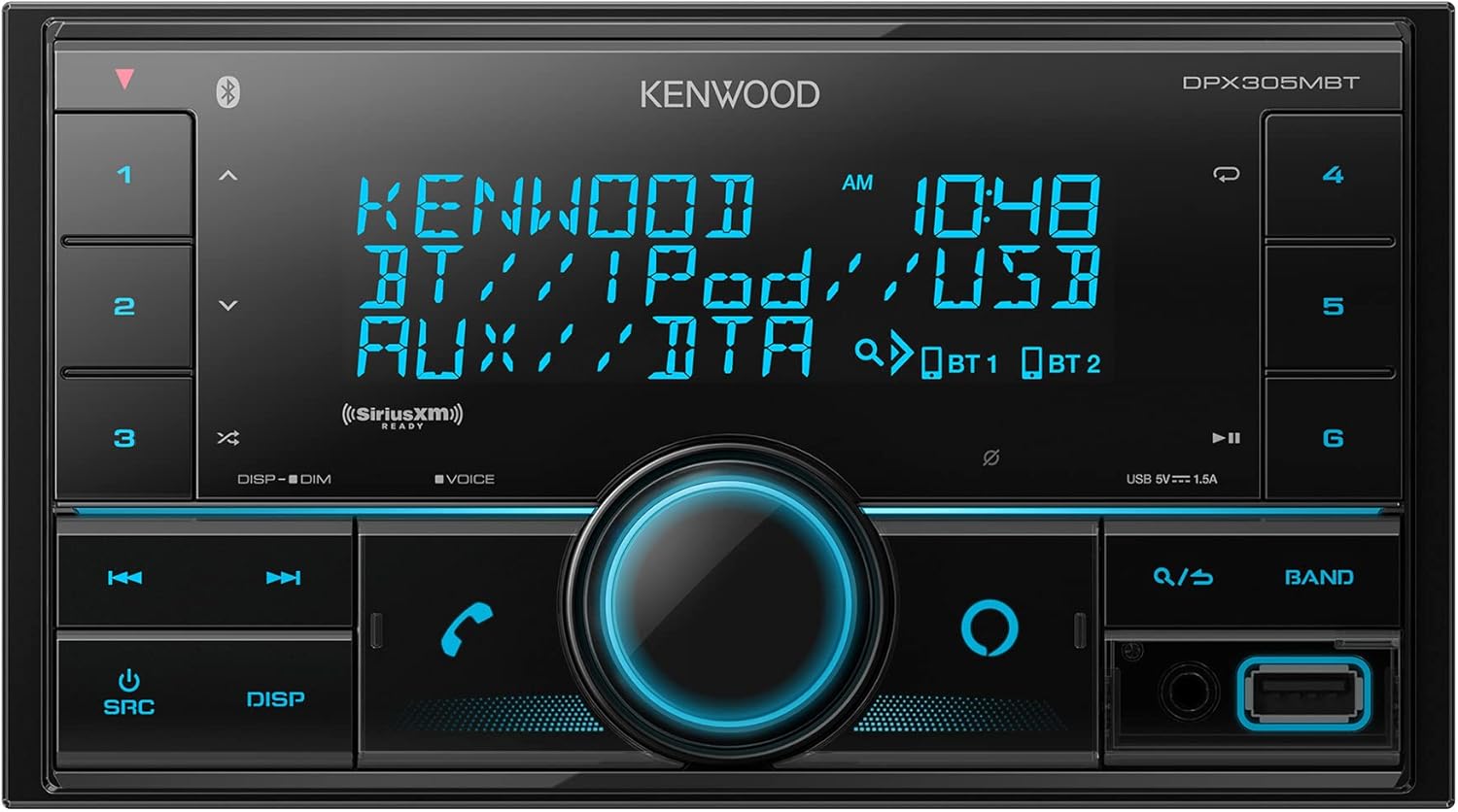 Kenwood DPX305MBT Double DIN in-Dash Digital Media Receiver with Bluetooth (Does not Play CDs) | Mechless Car Stereo Receiver | Amazon Alexa Ready - Black