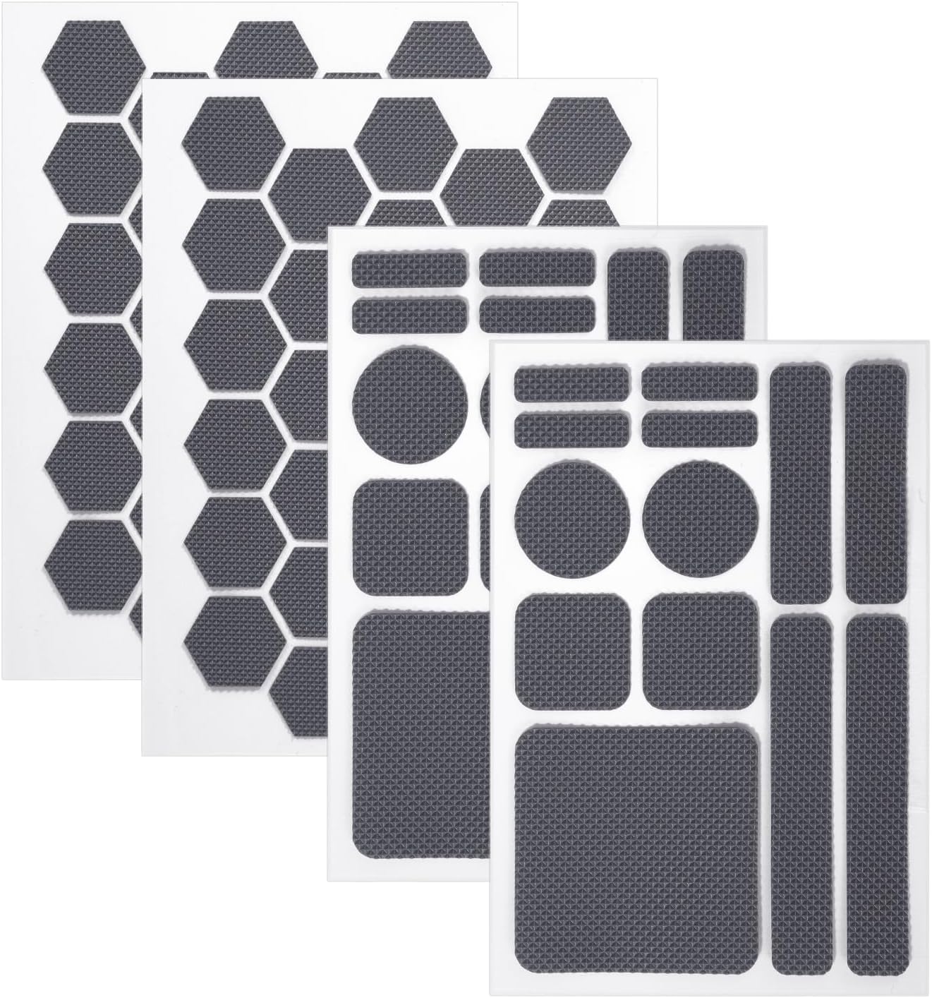 lasuroa 4pcs Cell Phone Grip Stickers, Diamond Texture Non-Slip Mobile Phone Grip Tape with Round Square Hexagon Shape Adhesive Decals for Controllers Camera Mouse Smooth Devices (Gray)