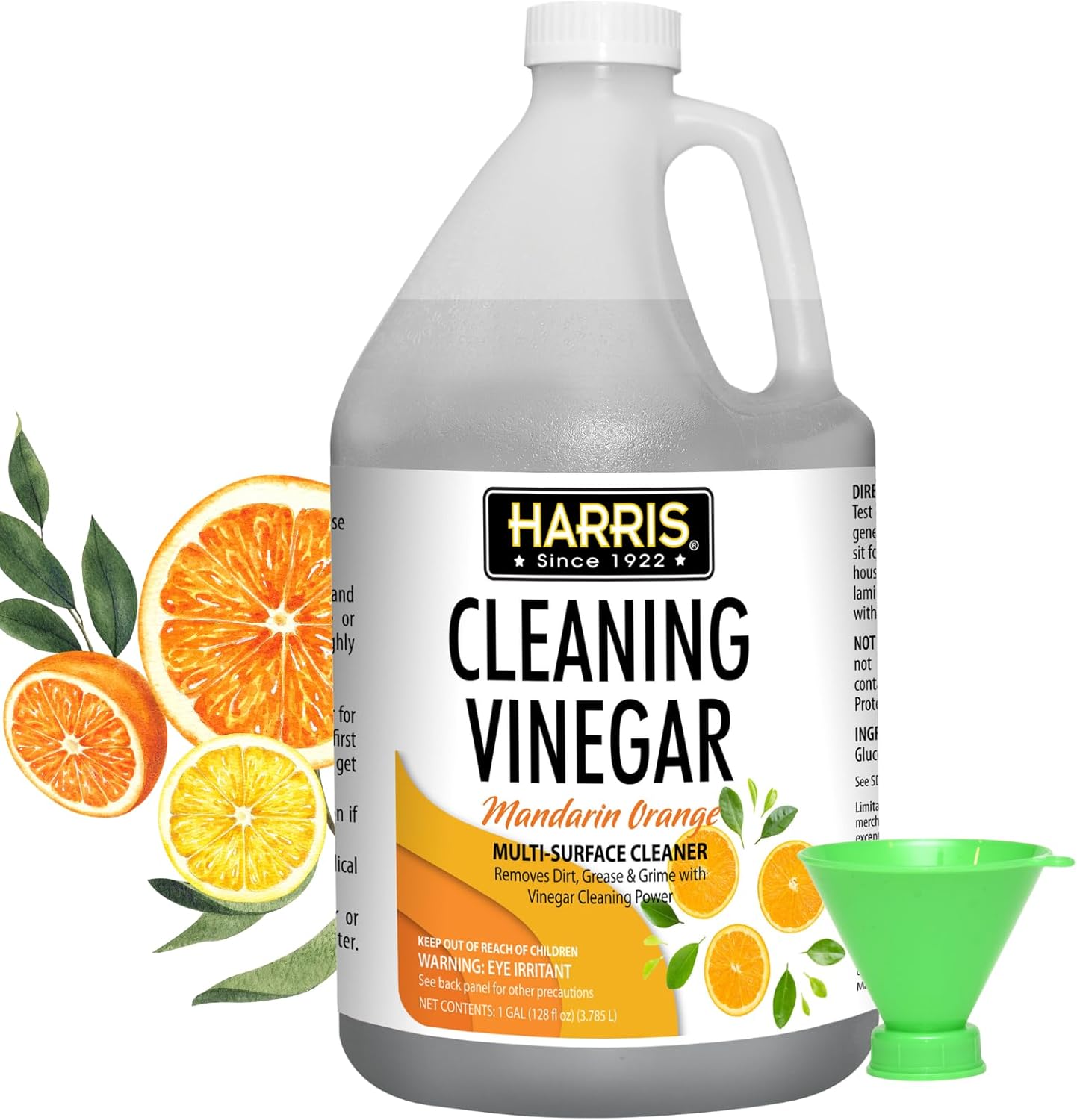 HARRIS Cleaning Vinegar All Purpose Household Surface Cleaner, 128oz (Orange) with Easy Pour Funnel Included
