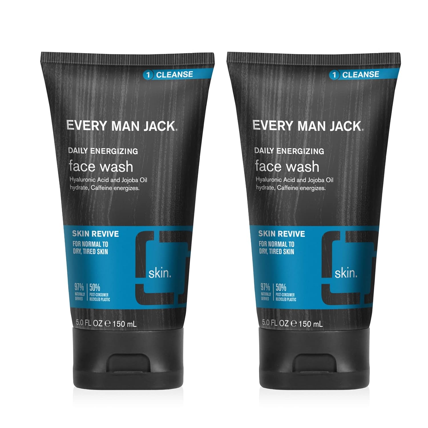 Every Man Jack Daily Face Wash for Men - Gently Cleanse, Moisturize, and Revive Dry, Tired Skin with Hyaluronic Acid and Niacinamide - 5 oz Men's Face Wash (2 Pack)