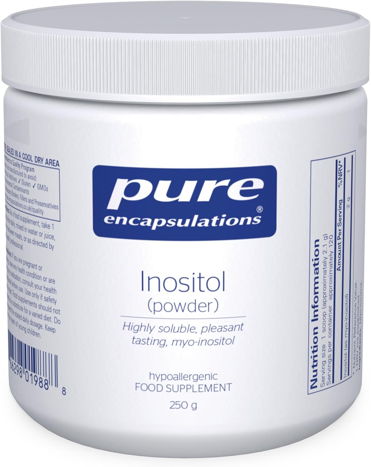 Pure Encapsulations - Inositol Powder 2g - Hypoallergenic Vitamin B8 Supplement - 250 Grams