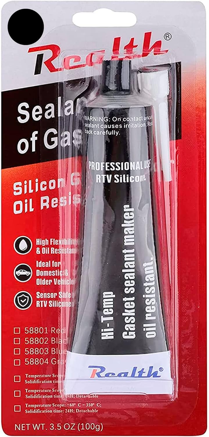 Realth Silicone Gasket Maker | 1 Pack 3.53 Oz(100g) | Ultra Black RTV | High Temperature | Oil Resistance | High Strength Flange Sealing for Automotive Machine Equipment Repairing(SG119)
