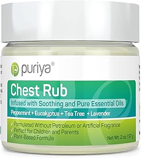 Puriya Chest Rub Cream Support for Congestion and Sinuses, Breathe Ease Balm, Plant Rich Active Formula, Eucalyptus Oil, Lavender, Tea Tree, Supports Sinus and Nasal Passages, Safe for Kids and Adult