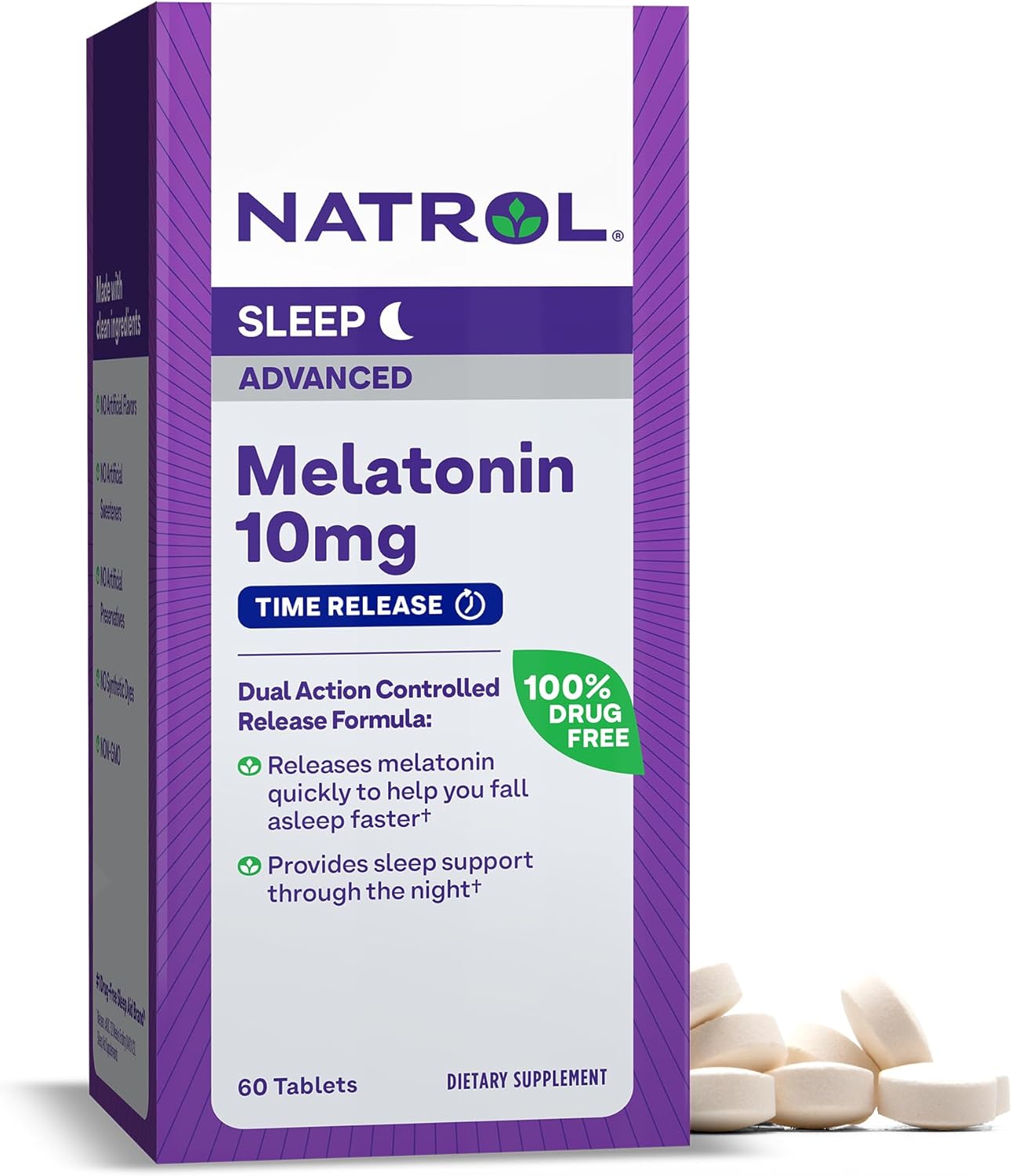 Natrol Sleep Advanced Melatonin Time Release Tablets, Nighttime Sleep Aid, 10mg, 60 Count
