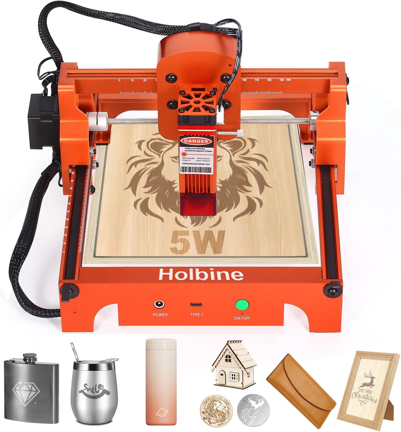 Holbine Engraver - 5W D5 Mini Engraving Machine - Easy Setup for Beginners