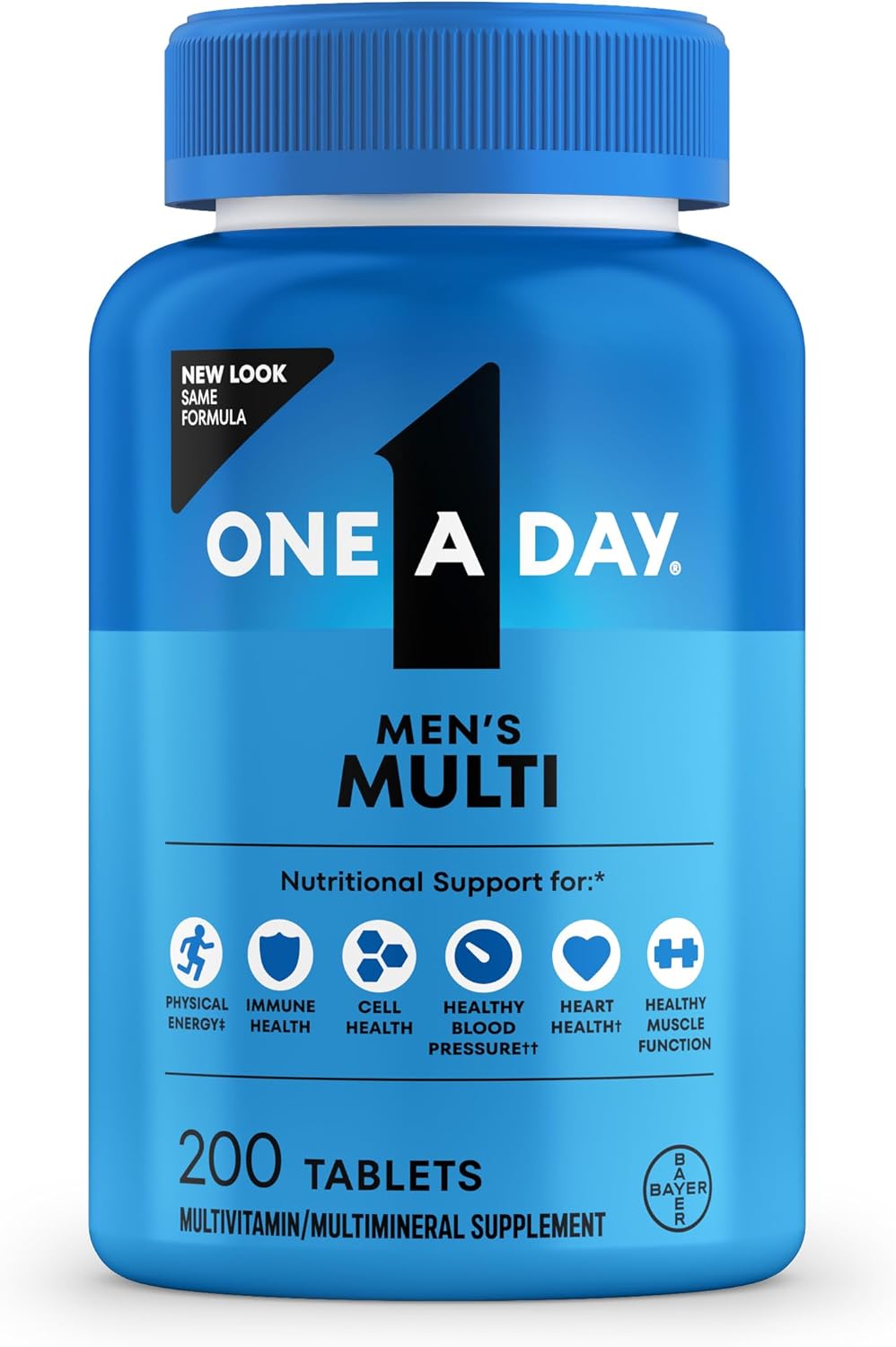 One A Day Multivitamin for Men - Daily Mens Multivitamins with Vitamin D, Zinc, Folic Acid, and B Vitamins, Physical Energy Support, 200 Count