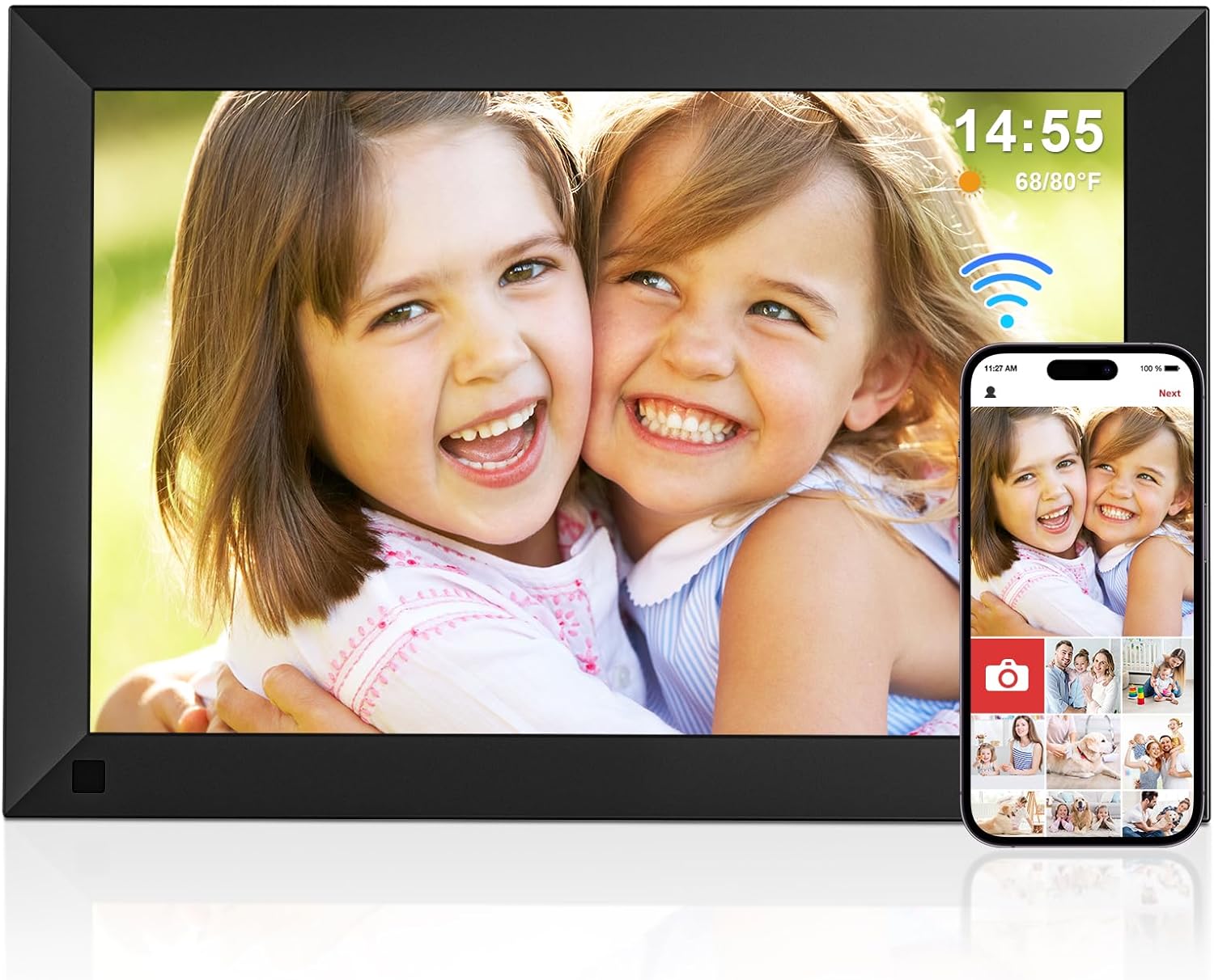 GGUA WiFi Digital Photo Frame 10.1 Inch - Built in 32GB Memory, 1280x800 IPS LCD Touchscreen, Auto-Rotate and Audio Function Digital Picture Frame, Quick and Easy Share Moments via the Frameo App