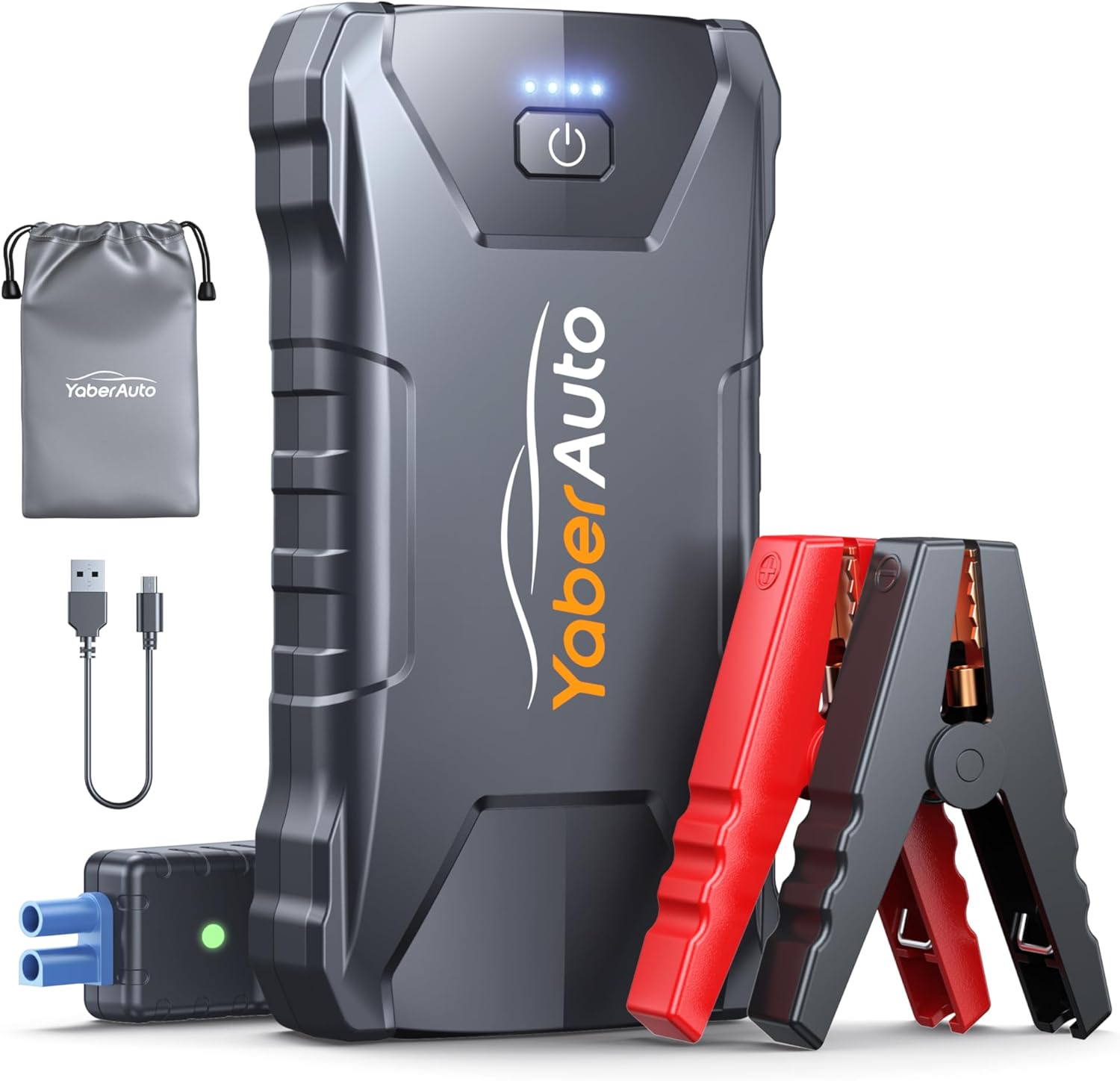 YaberAuto Jump Starter Power Pack, 3000A 13800mAh Portable Car Battery Booster for 5.5L Diesel or 7L Petrol Engines, Car Jump Starter Power Bank with Jump Leads, LED Flashlight, USB C Input