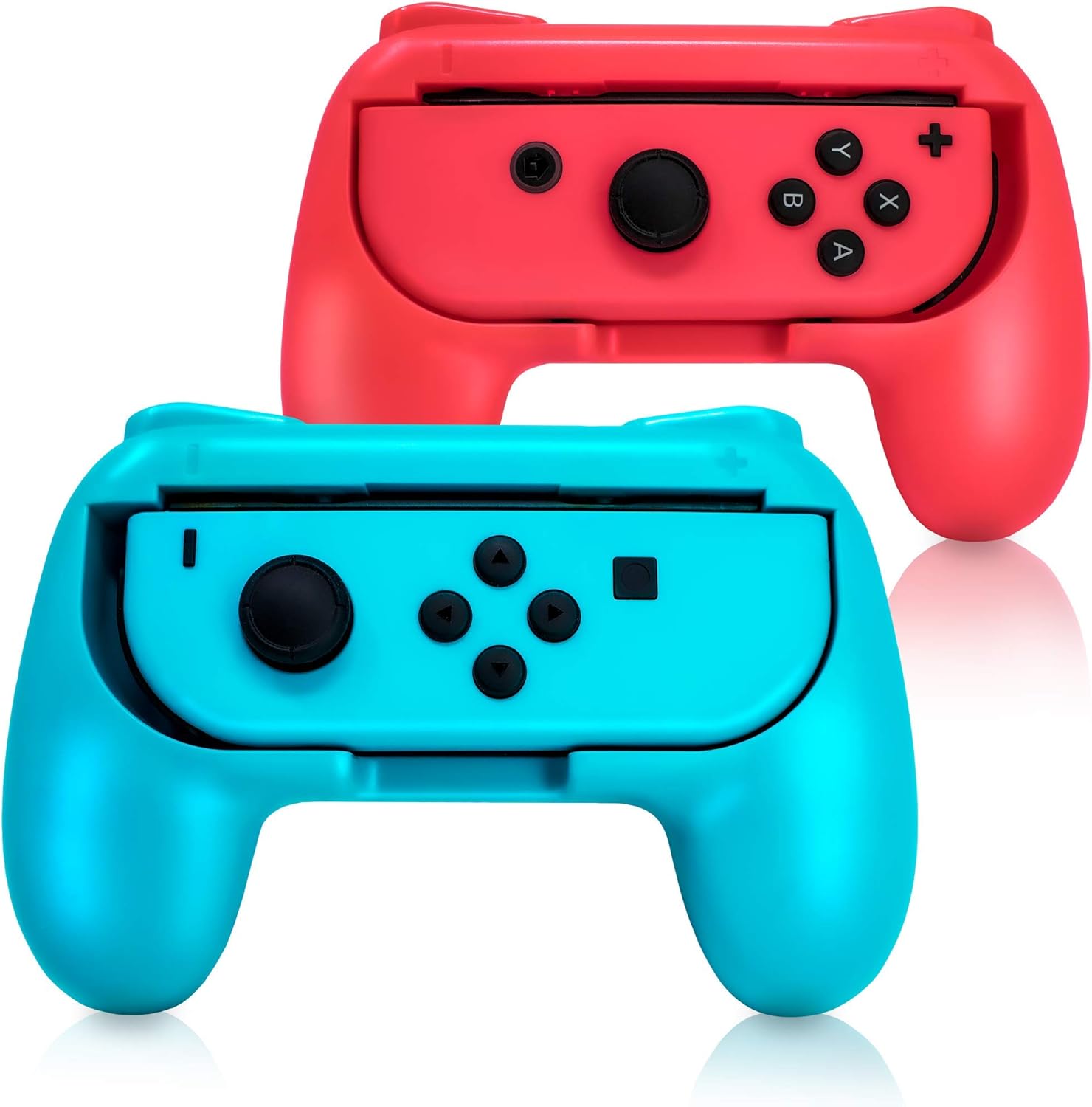 ADZ 2 x Red & Blue Controller Grip Handle Accessories compatible with Nintendo Switch Joy-Con Controller