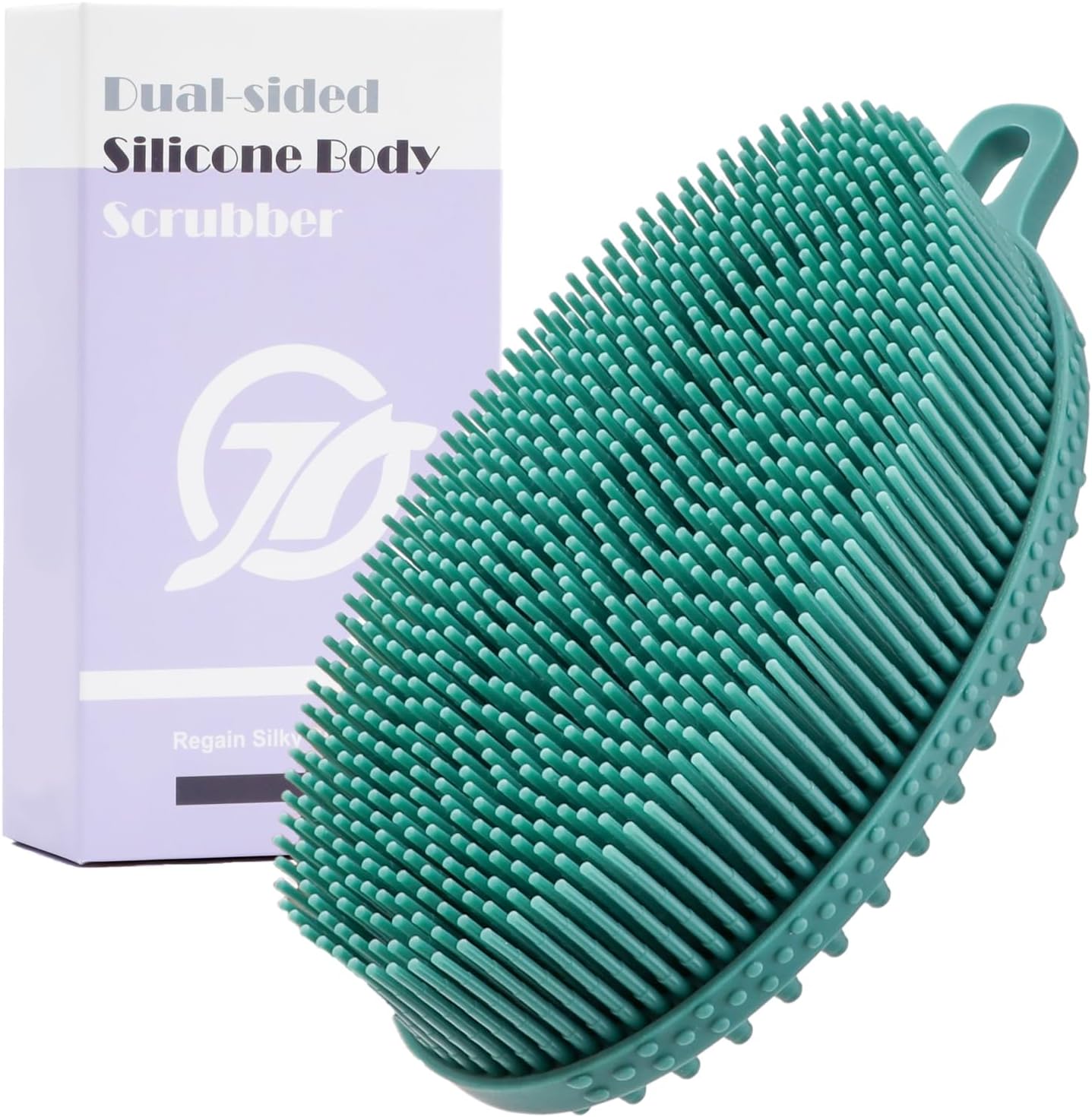 FREATECH Silicone Body Scrubber Gentle Exfoliating Bath Shower Body Cleansing Brush, More Hygienic Than Loofah, Easy to Clean and Durable, for Men Women Kids, Sensitive Skin, Green