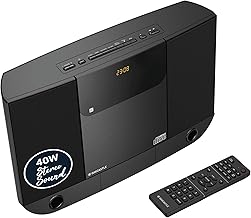 Compact Home Stereo System with Bluetooth, Wall Mountable CD Player for Home, FM Radio, Wireless, Remote Controlled, Speakers, 2.0 Loud Stereo Sound, AUX, 20 Presets | Oakcastle HIFI100