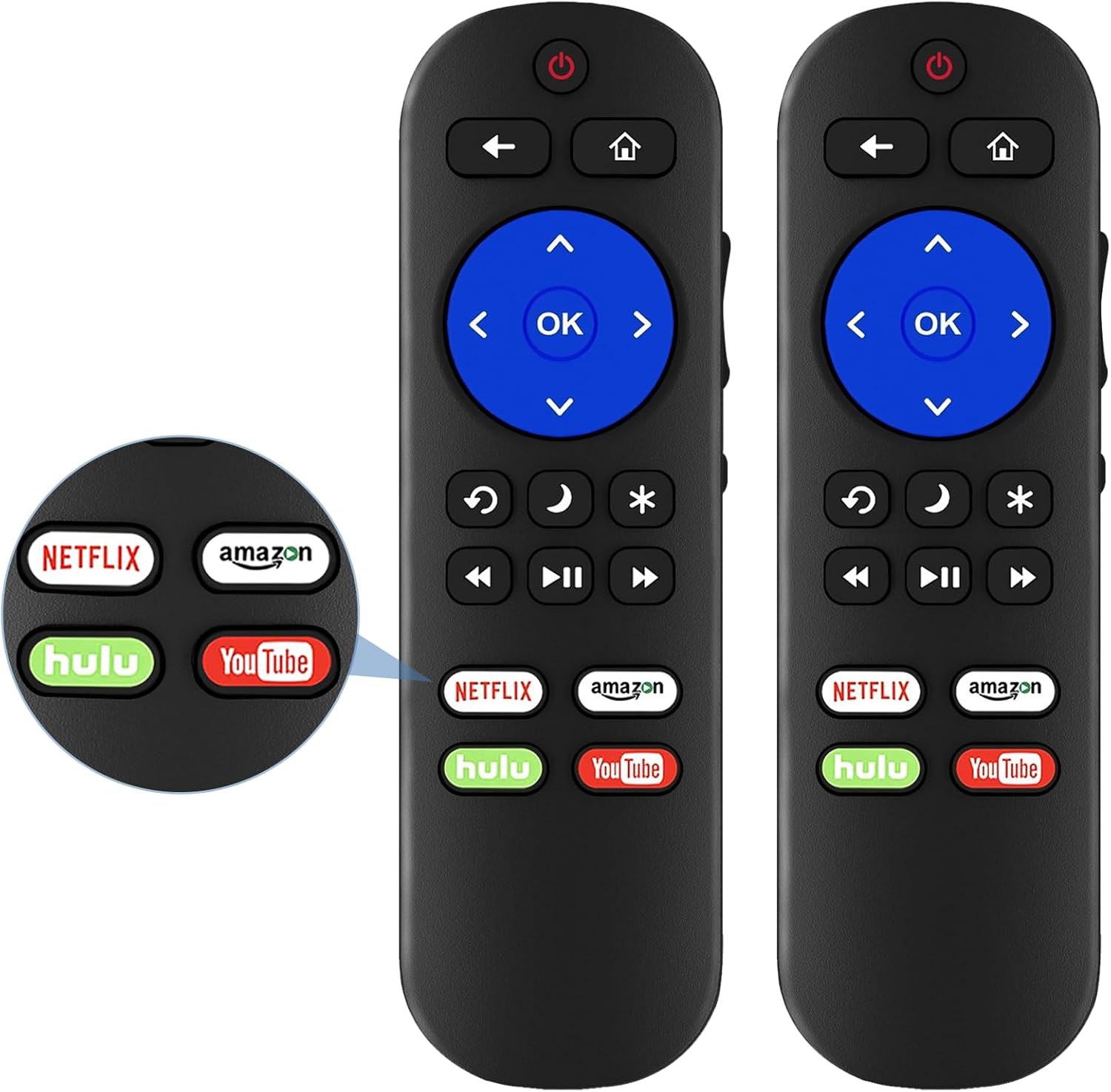 Pack of 2 Remote Only Compatible with Roku TV Remote, for Hisense/TCL/Onn/Element/Sharp/Haier/Hitachi/LG/Sanyo/JVC/Magnavox/RCA/Philips/Westinghouse Roku Series Smart TV