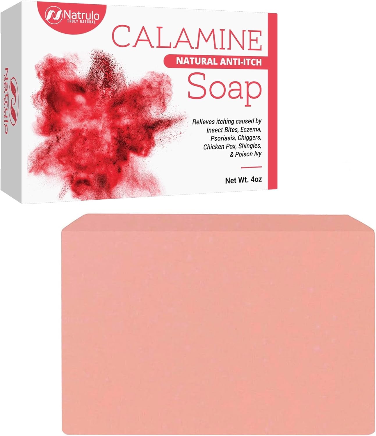 Natrulo Natural Instant Itch Relief Soap Bar, 4 Ounce - Soothing, Gentle, All Natural Ingredients for Itchy Skin Relief