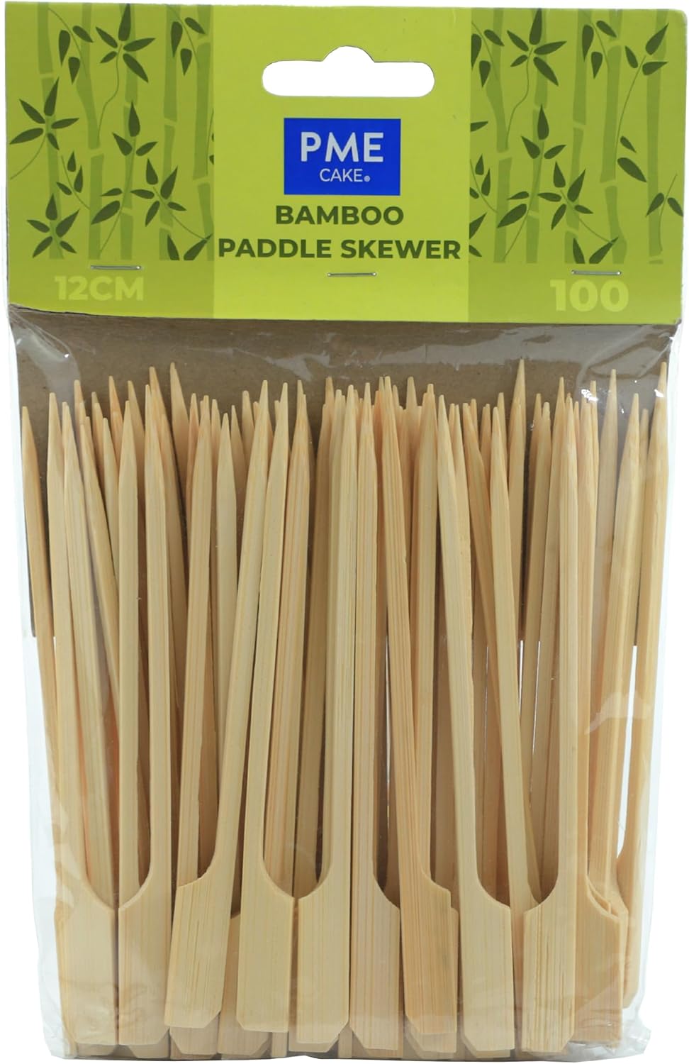 PME LSK183 Bamboo Paddle Skewers 12cm, Pack of 100, Brown