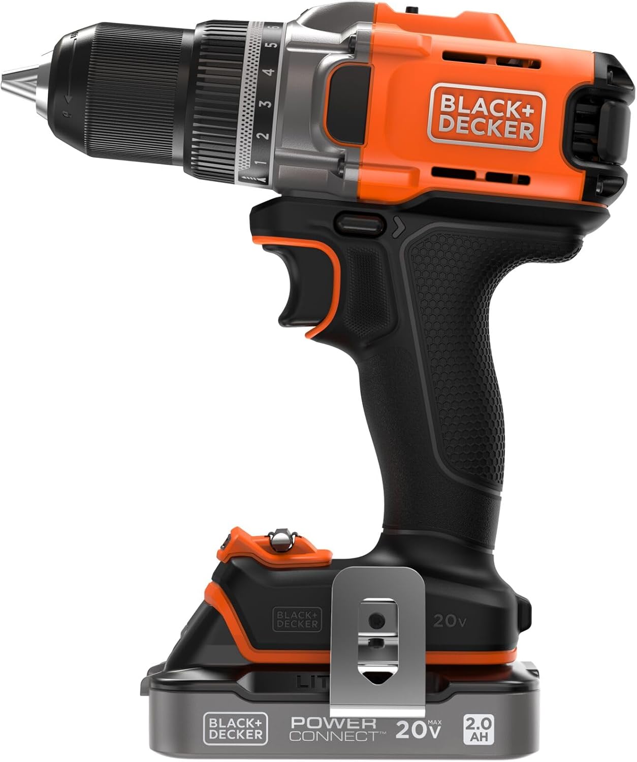 BLACK+DECKER Cordless Drill Driver, Power Drill with Battery and Charger Included, 20V MAX POWERCONNECT (BCD382DS1)