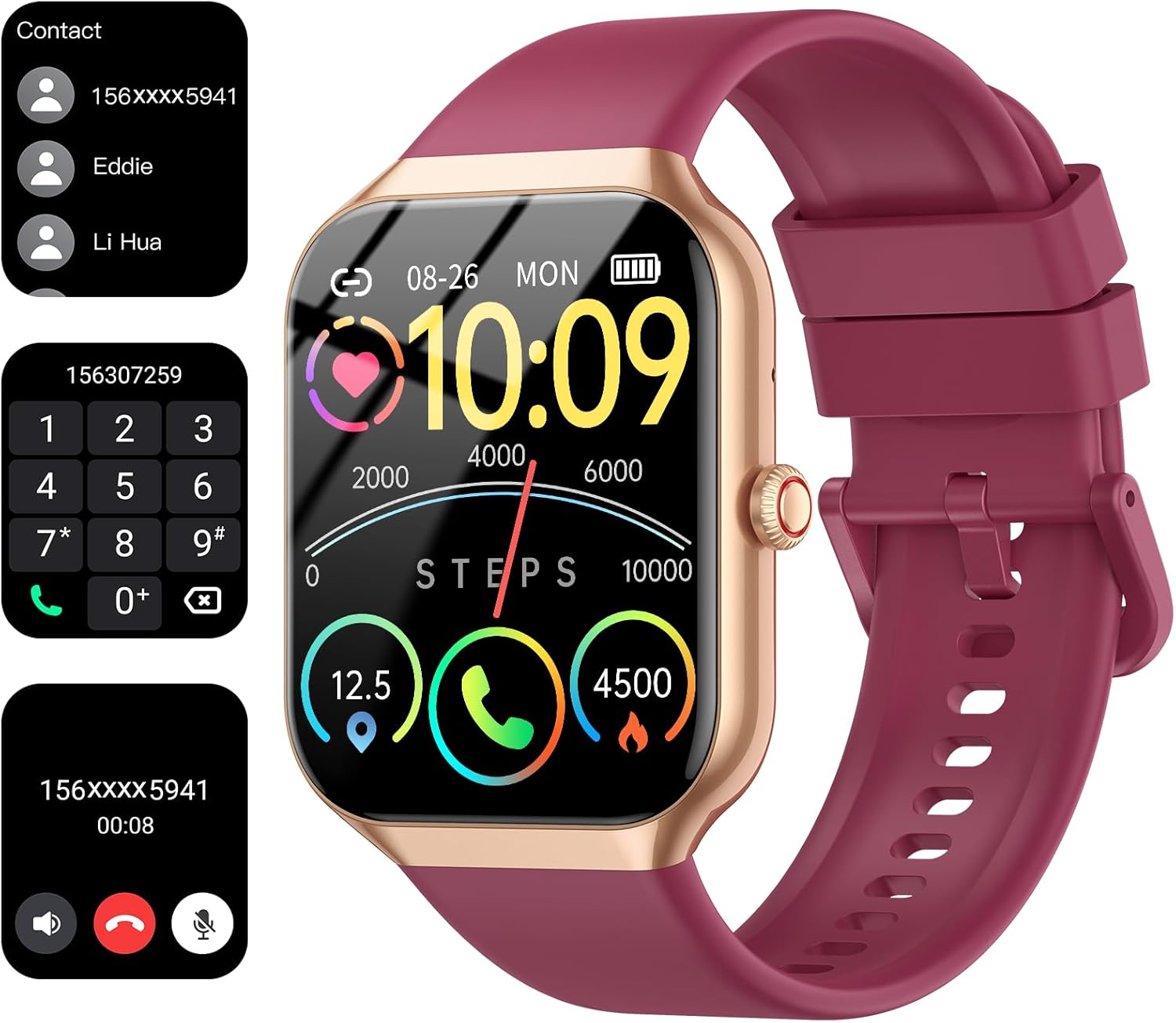 Smart Watch for Men Women Answer/Make Call, 1.96" HD Touch Screen SmartWatch,Heart Rate/SpO2/Sleep Monitor, 100+ Sport Activity Tracker Step Counter, IP68 Waterproof Fitness Tracker for Android iOS