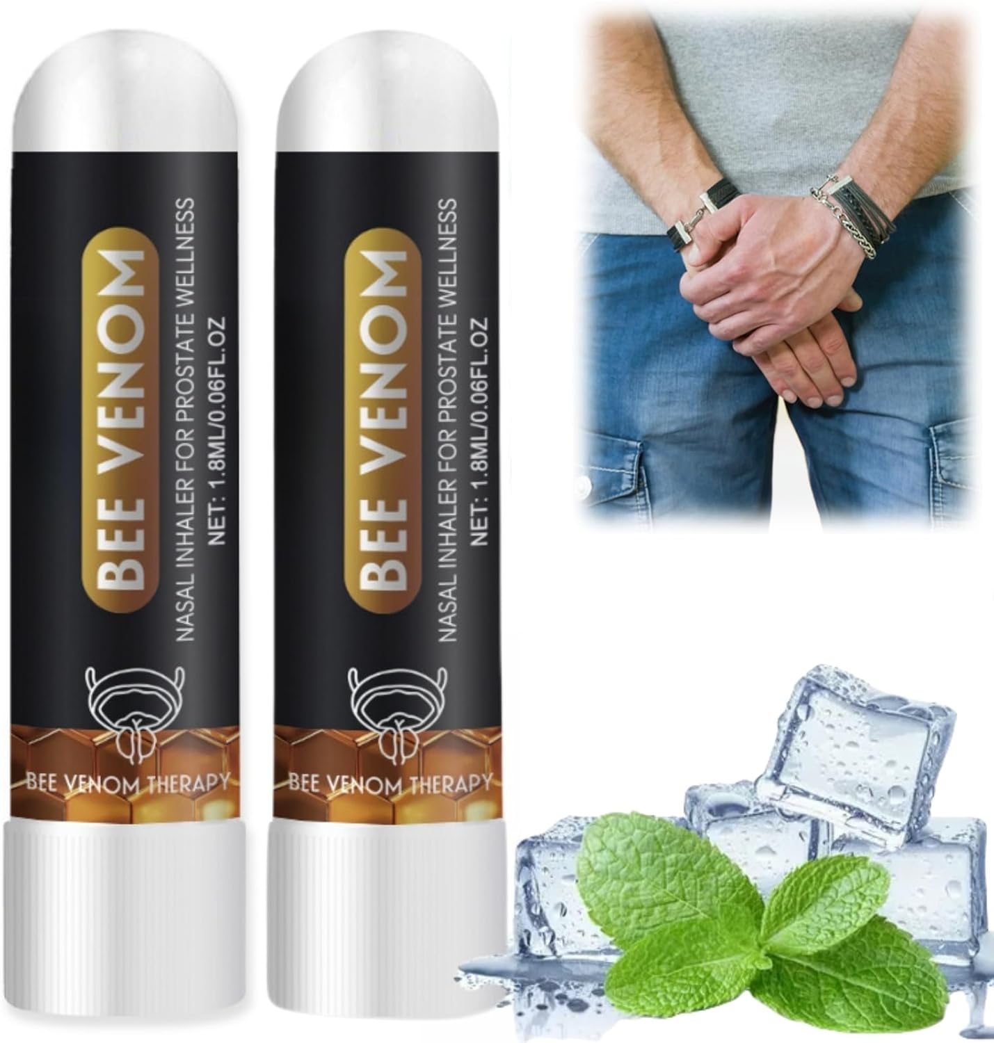 2Pcs Bee Wellness Inhaler,Bee/Boom Nasal Inhaler Stick,Bee/Boom Nasal Stick for Prostate Wellness,Natural Nasal Stick Improves Blood Circulation