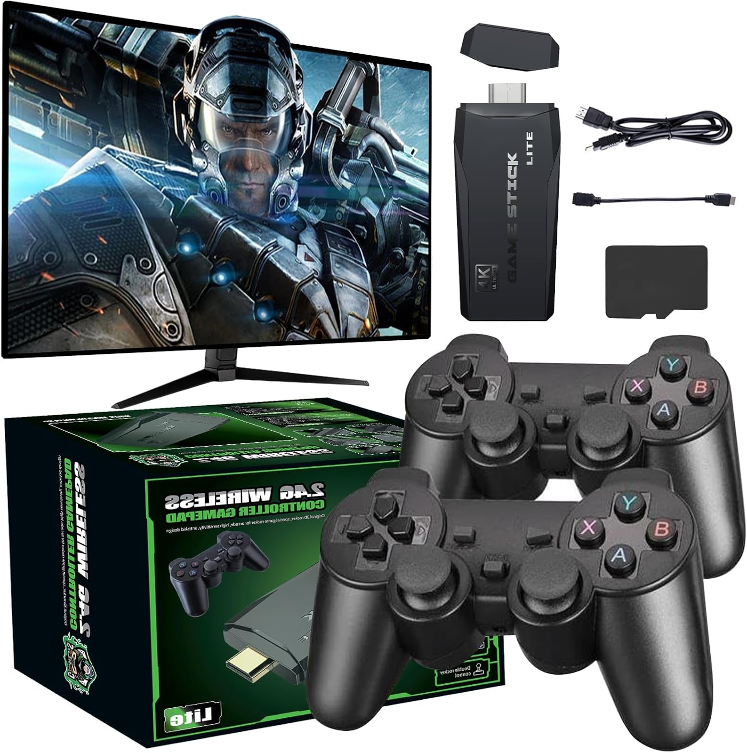 M8 PRO Wireless Game Console - Retro Gaming Consoles with built in Classic games, 9 Classic Emulators, 4K HDMl Output and 2.4GHz Wireless Controller, Plug and Play Video Game Stick for TV(64G)