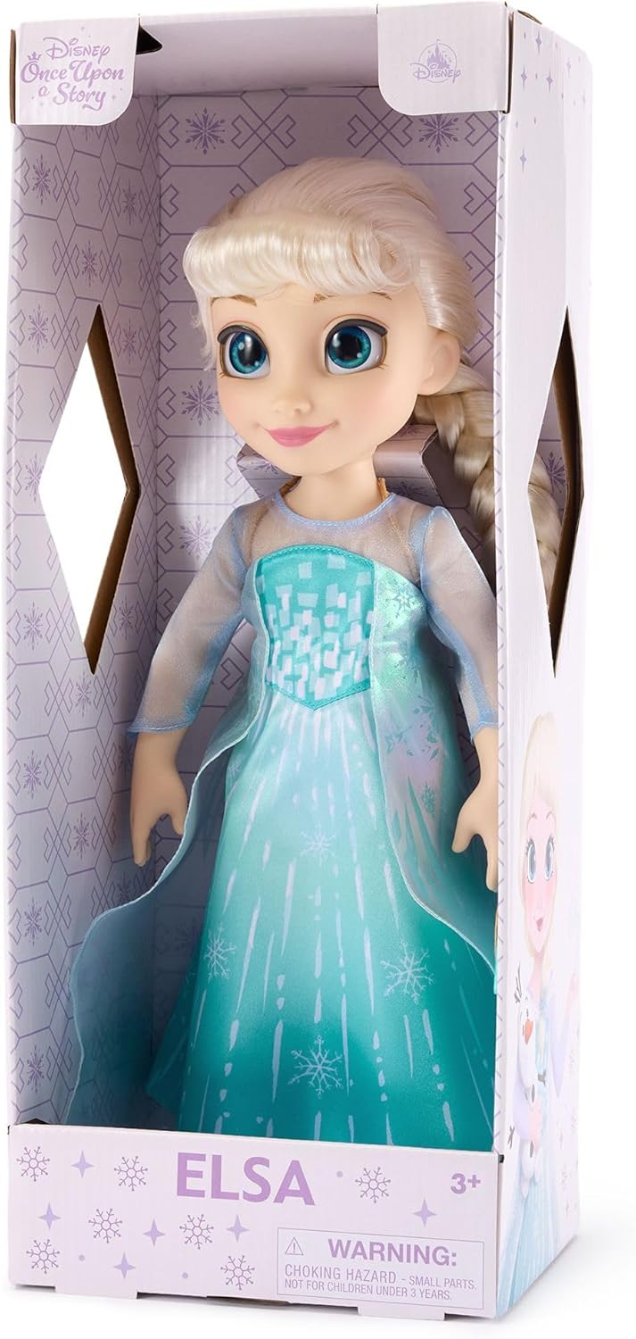 Disney Store Official Elsa Doll with Toy Hair Brush, Frozen, 40.5cm / 16", Once Upon a Story Collection, Age 3+