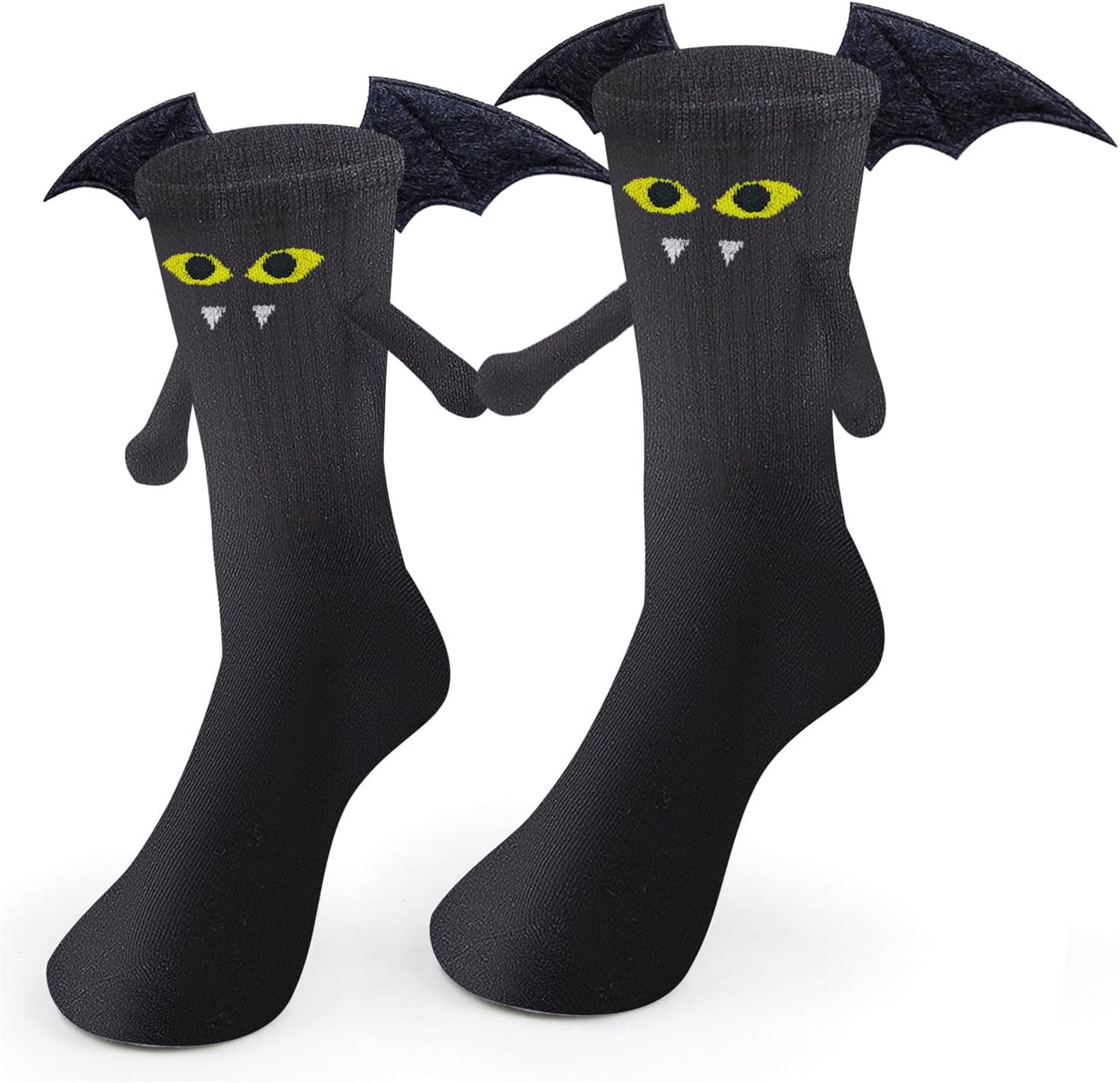 Awoscut Halloween Hand in Hand Novelty Socks Magnetic Holding Hands Funny 3D Ghost-Bat Family Matching Socks for Adult Kid