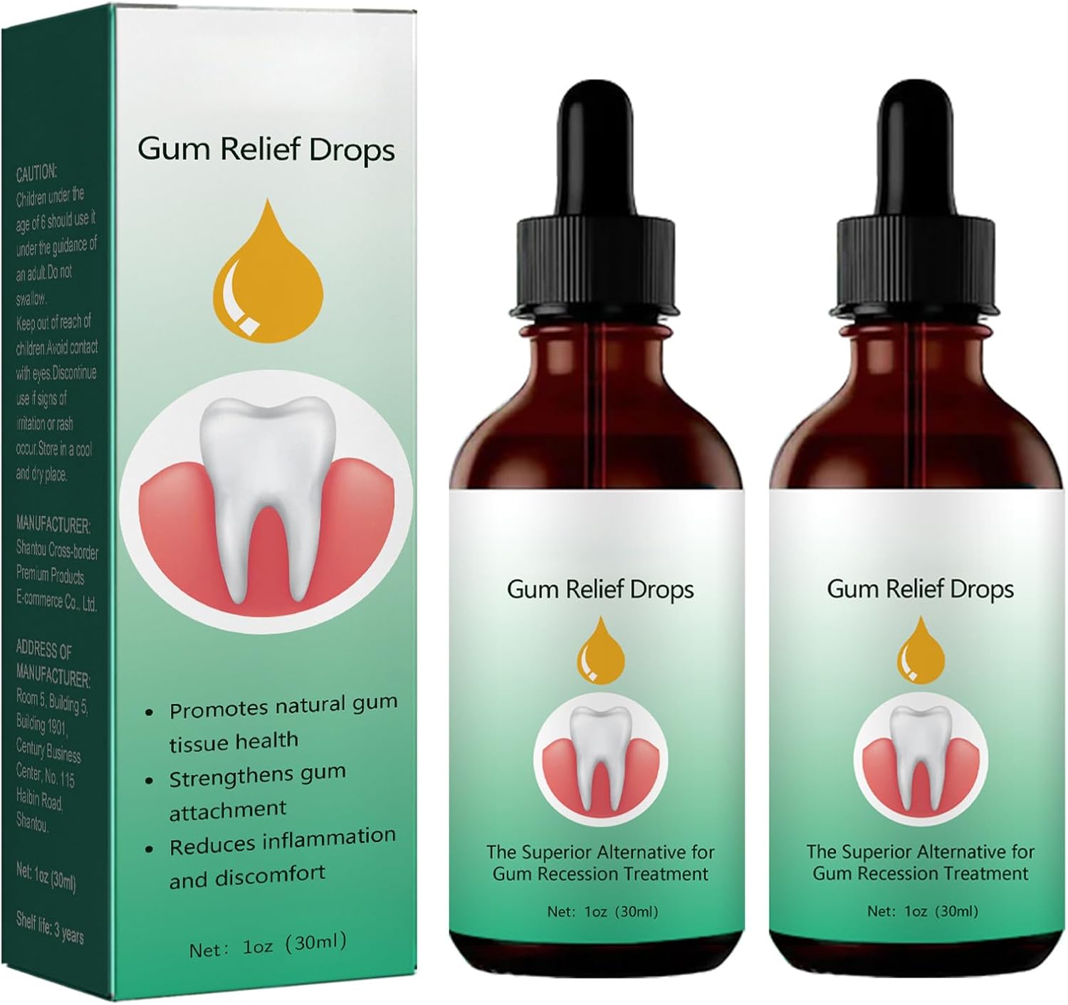 2pc Gum Regrowth Drops - Natural Gum Restore Plus Liquid Drops Mouthwash - Gum Regrowth for Receding Gums - Gum Repair Regrowth