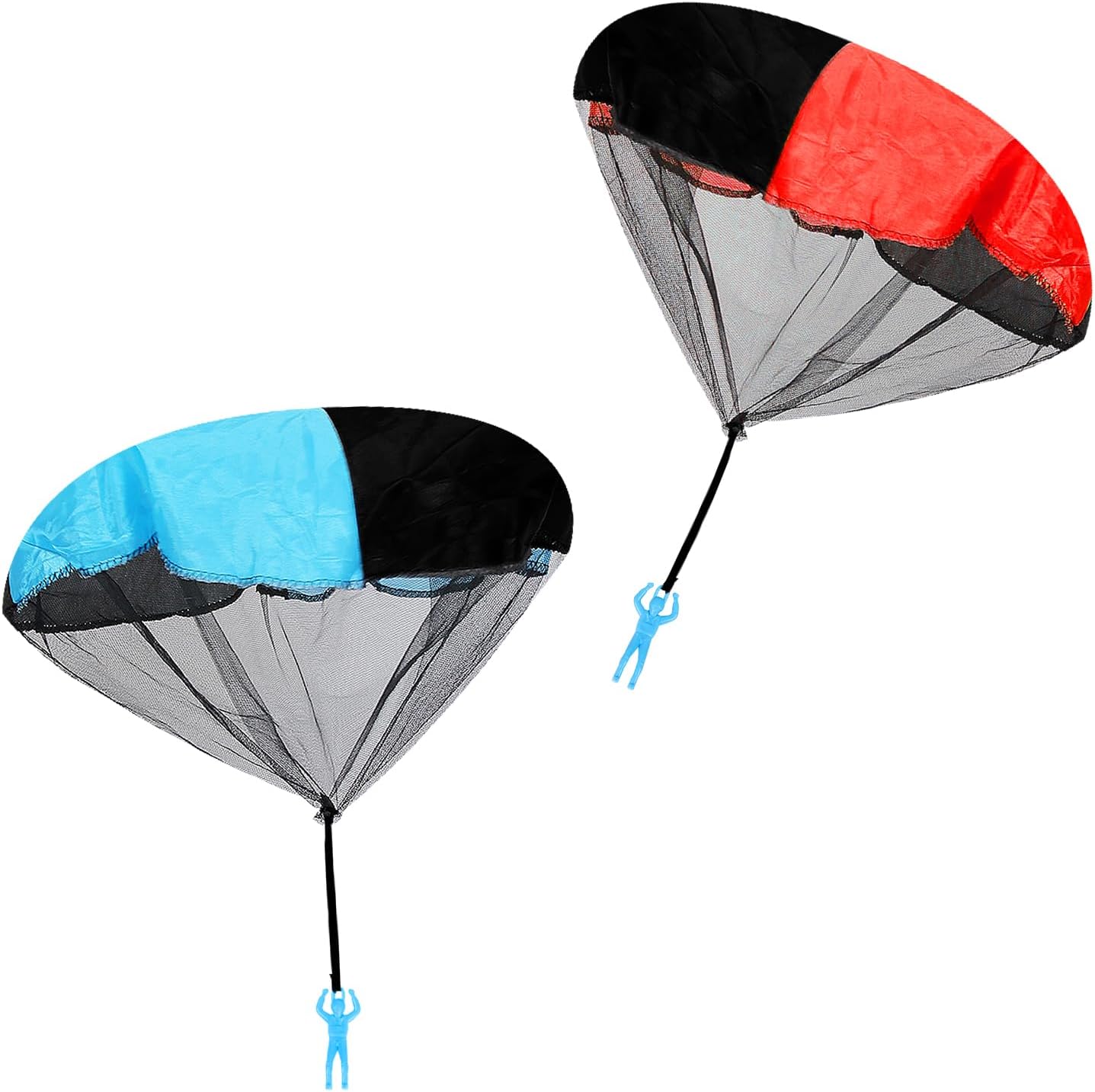 Rumyve Outdoor Children's Paratrooper Flying Toys, 2 PCS Parachute Toys, Soldiers Hand Throwing Umbrella, Free Throwing Umbrella Boys and Girls (Blue, Red)