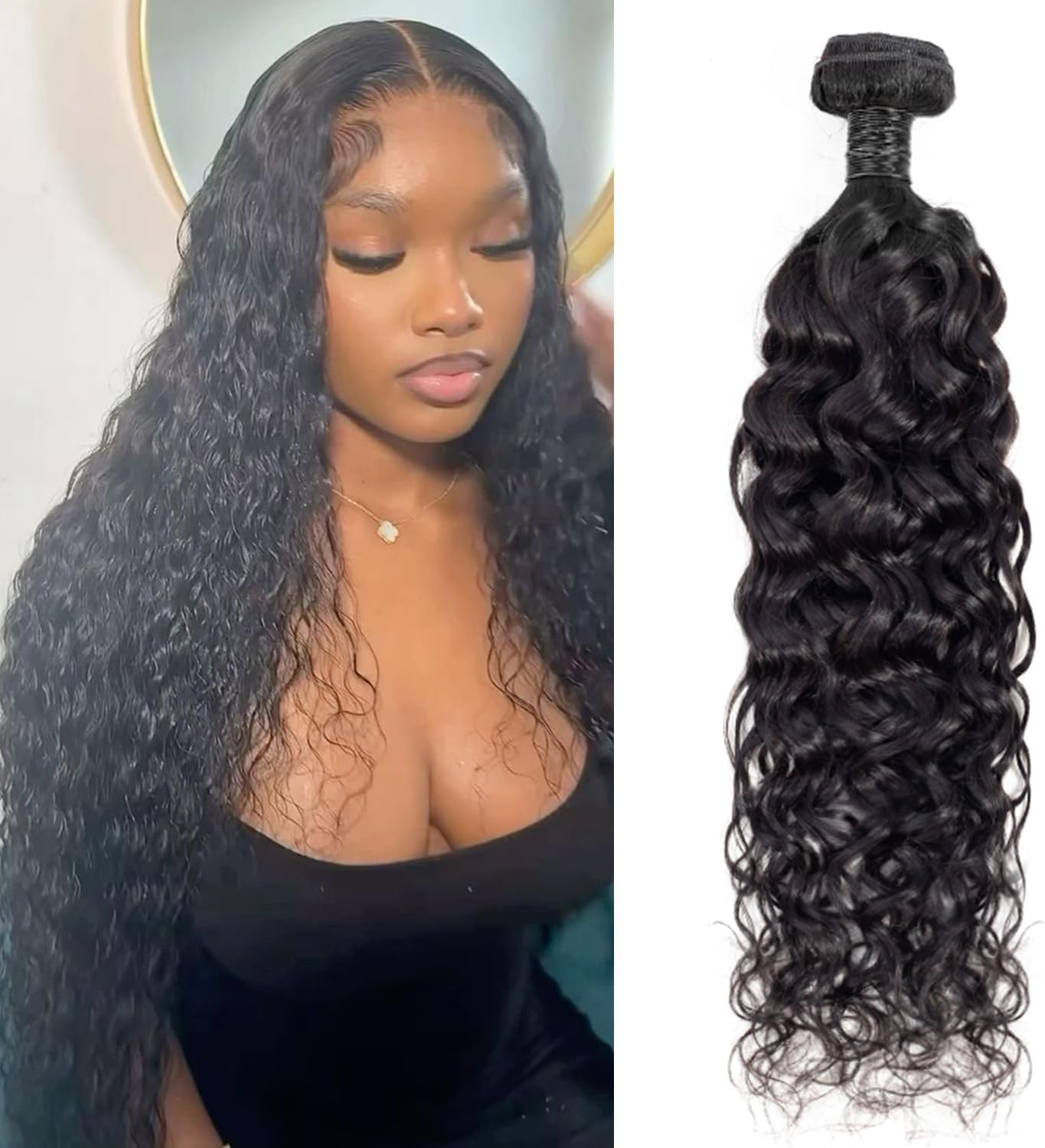 Water Wave Human Hair Bundles 28Inch 12A 100% Unprocessed Brazilian Virgin Hair Curly Bundles Human Hair Can be Dyed Wet and Wavy Curly Weave Bundles