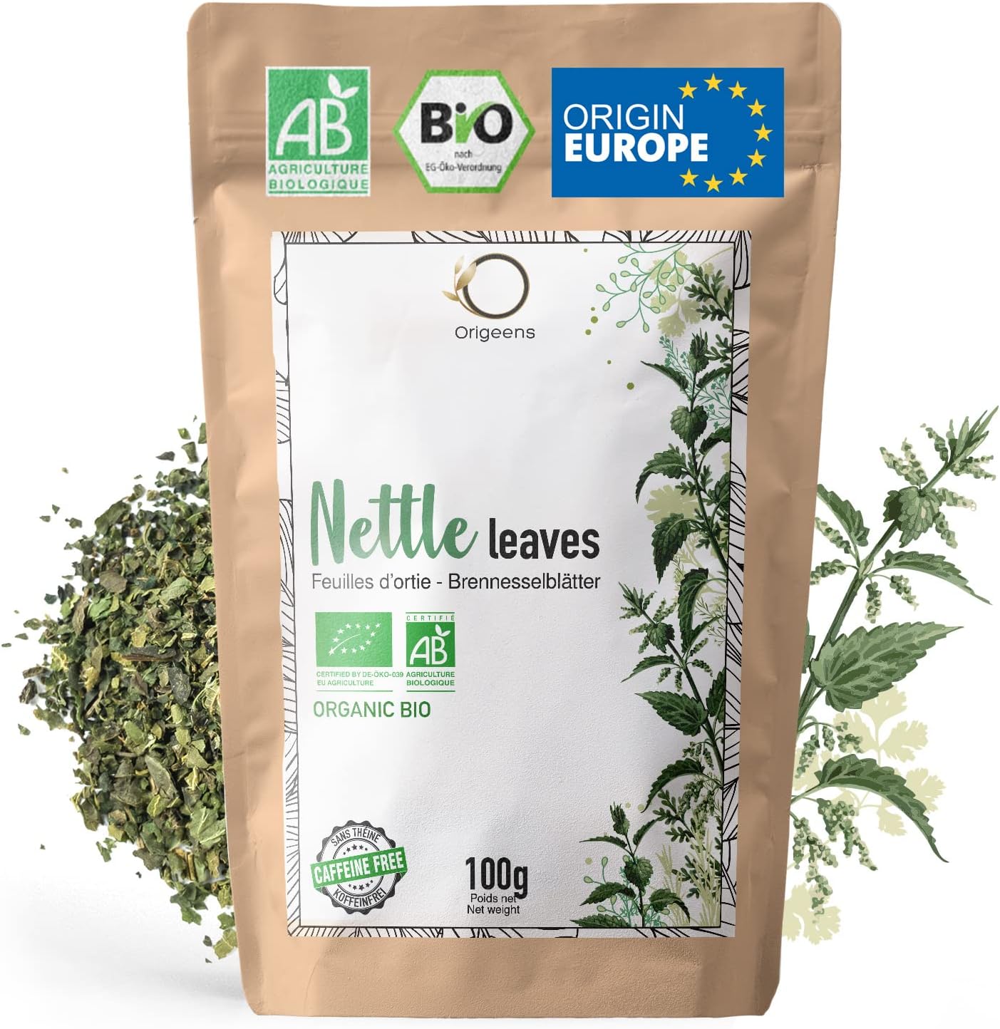 ORIGEENS ORGANIC NETTLE TEA 100g | Stinging nettle leaf, detox, draining and remineralising herbal tea