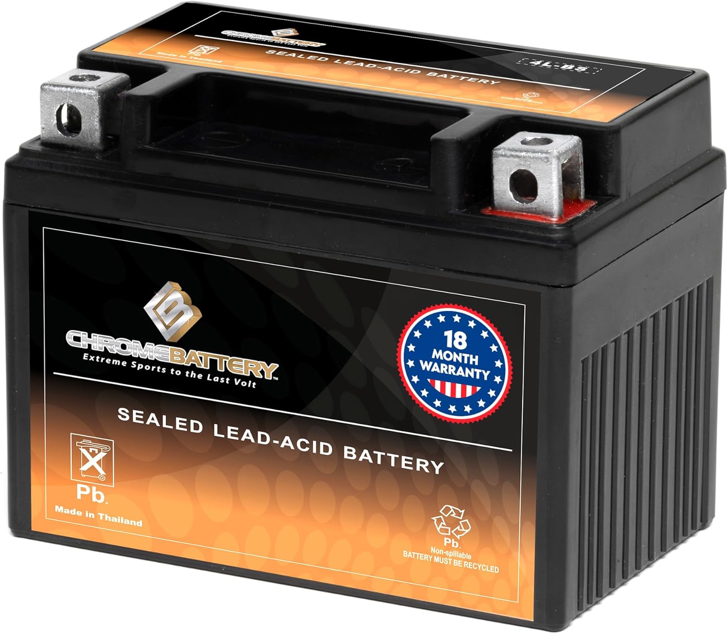 CB CHROMEBATTERY YTX4L-BS 12 V 50 CCA AGM – Maintenance-Free 4 Ah Battery for Mini ATV, Scooter, Pocket Bike – T3 Nut & Bolt Terminal – Fits TaoTao 50, Razor MX500 & More