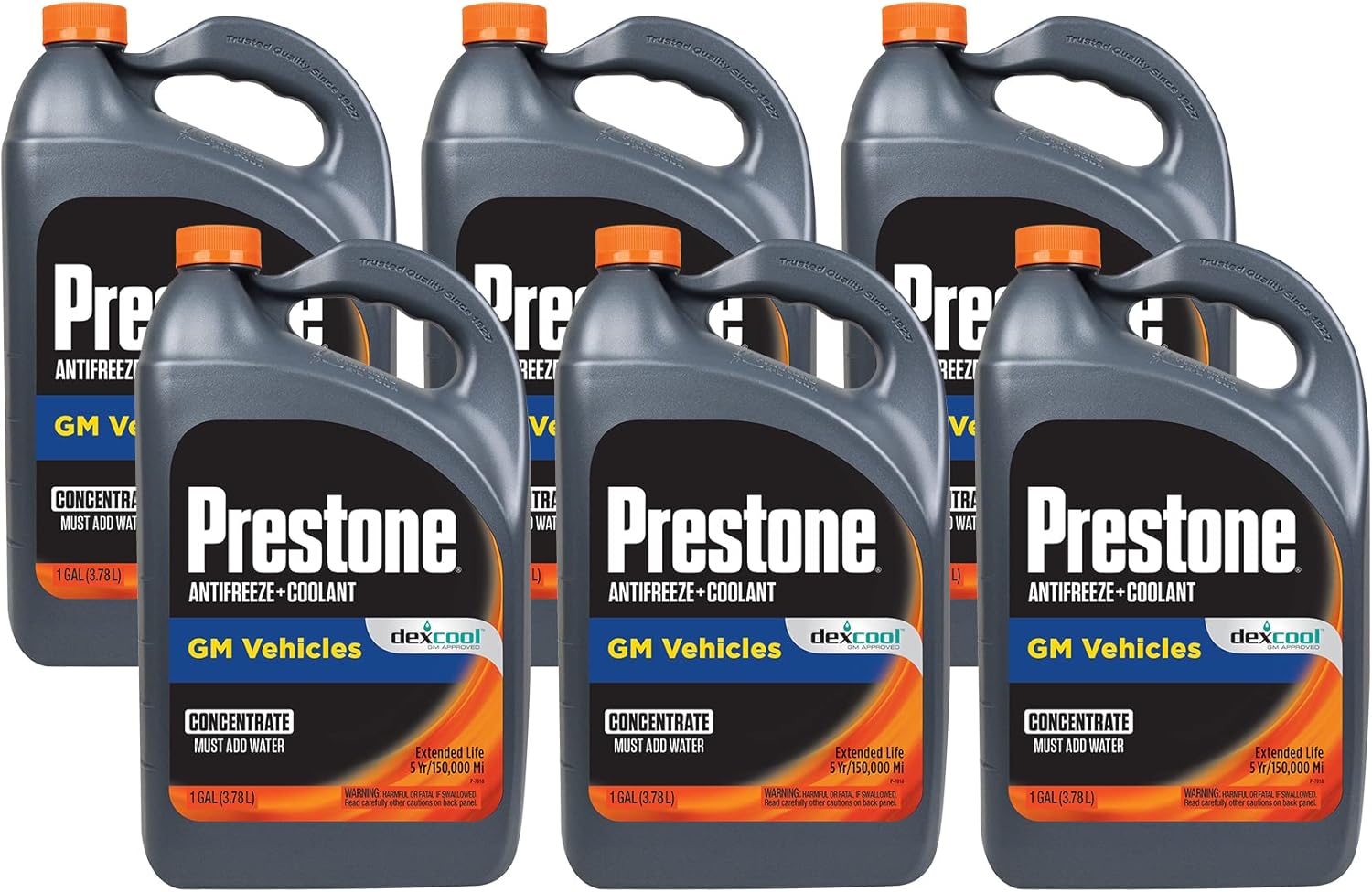 Prestone AF888-6PK Dex-Cool Antifreeze/Coolant - 1 Gallon, (Pack of 6)