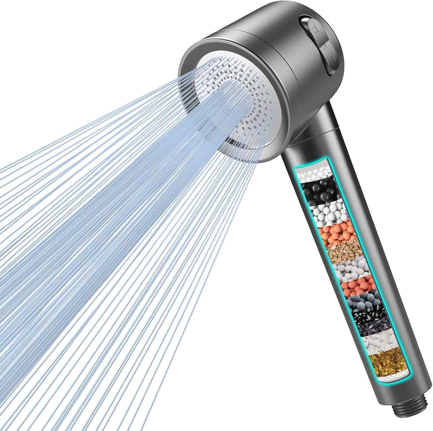 MEKO Hard Water Filter Shower Head with 3 Modes, 15 Layers Filtration Water Saving High Pressure Shower Heads and 1.5m Hose, Massage Shower Filter for Residual Chlorine Remove