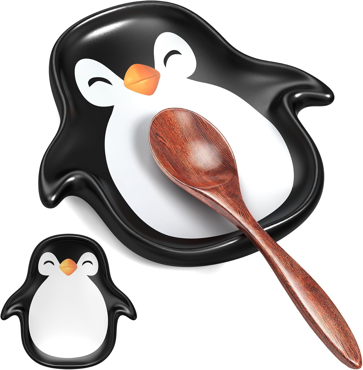 Penguin Spoon Rest for Stove Top – Ceramic Utensil Holder for Kitchen Counter – Cute Cooking Spoon Rest, Spatula Holder, Snack Dish – Unique Kitchen Gift for Holidays, Housewarming