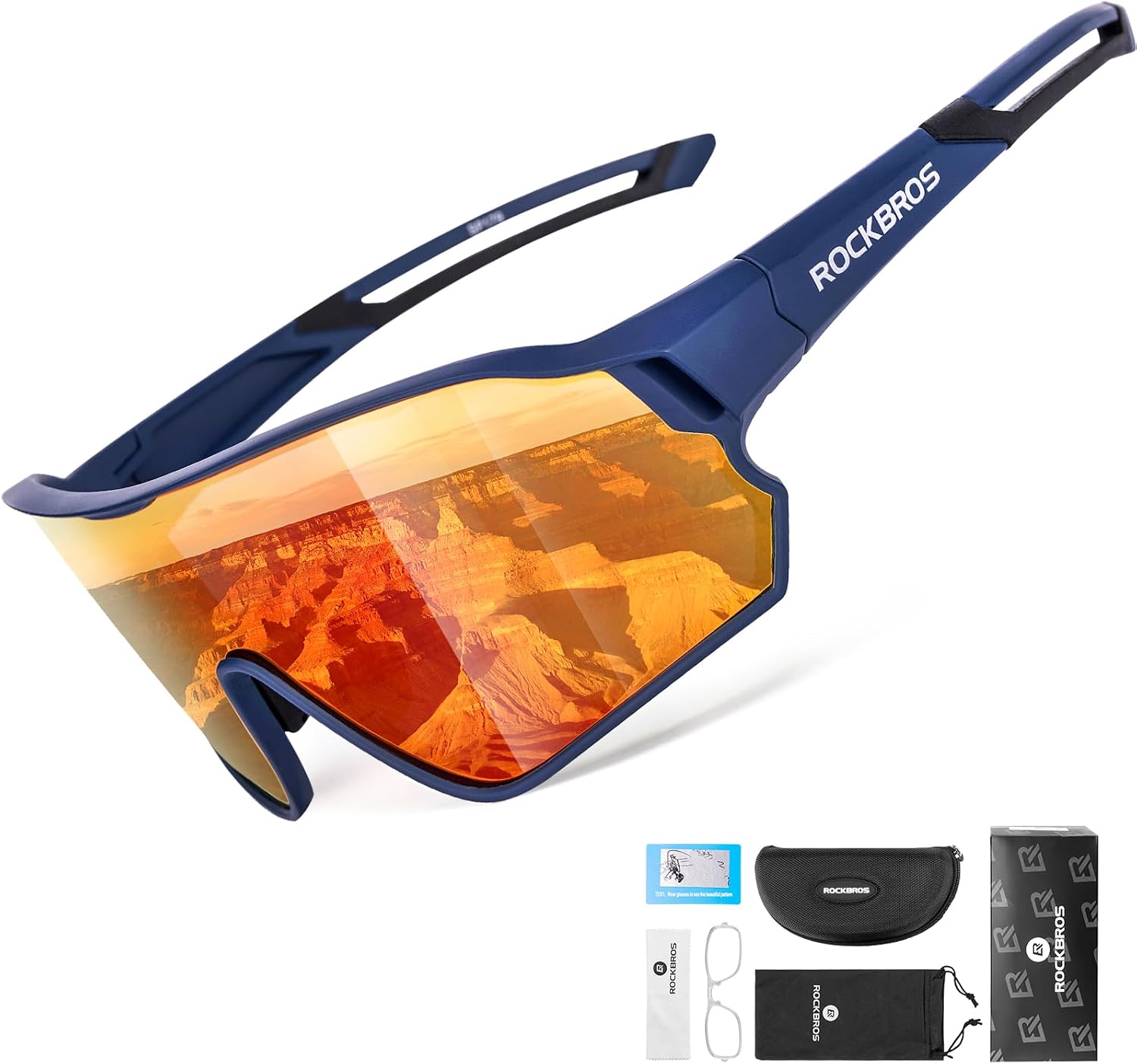 ROCKBROS Polarized Sports Sunglasses Men Women - UV400 Protection Goggle with Myopia Frame for Running Cycling Driving