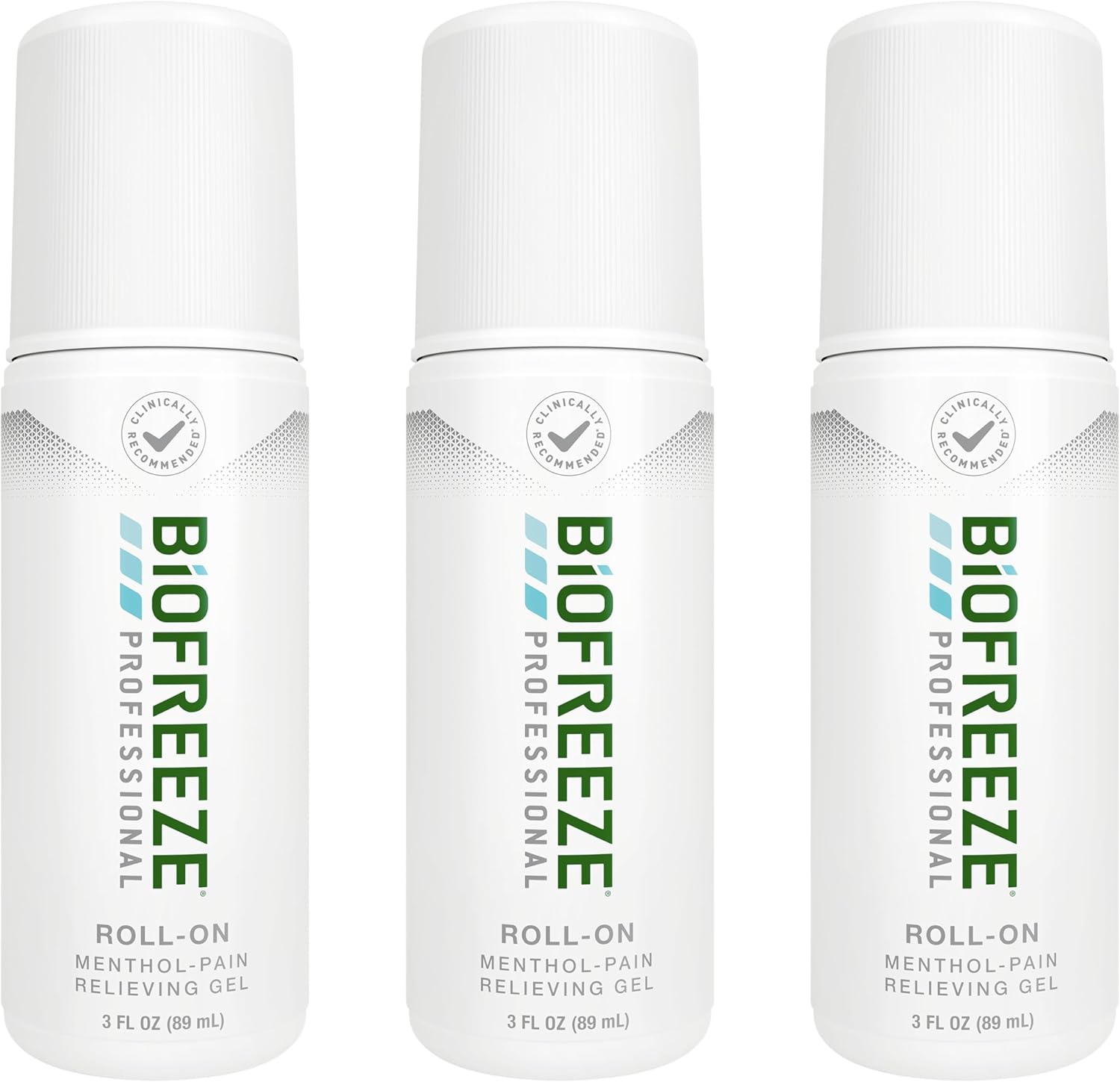 Biofreeze Professional Pain Relief Roll On, Travel Size Arthritis Pain Reliever, FSA/HSA Eligible, Fast Acting & Long Lasting Formula, Cooling Biofreeze Roll On Menthol Gel 3 Fl Oz (Pack of 3)