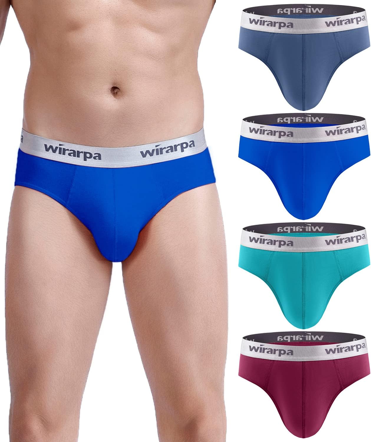 wirarpa Mens Briefs Underpants Cotton Soft Wide Waistband Underwear Basic No Fly