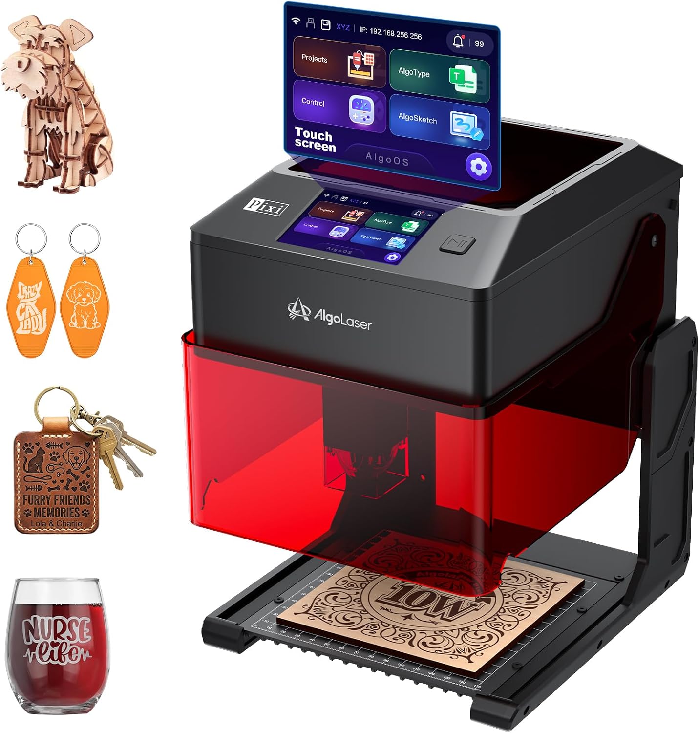AlgoLaser Pixi 10W Laser Engraver Machine with 3.5" Smart Touchscreen