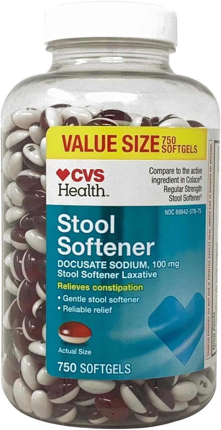 CVS Stool Softener, Docusate Sodium 100 mg, Softgels, 750 Count