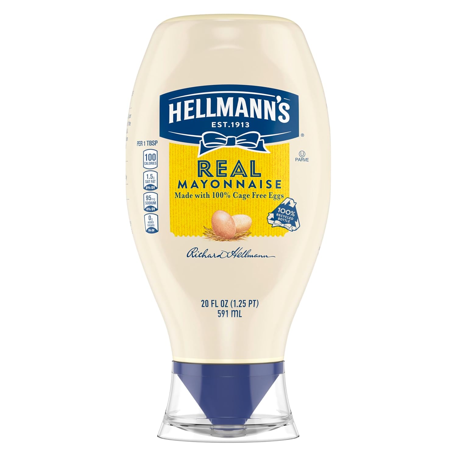 Hellmann's Real Mayonnaise Real Mayo Squeeze Bottle For a Rich Creamy Condiment Gluten Free, Made With Cage-Free Eggs 20 oz