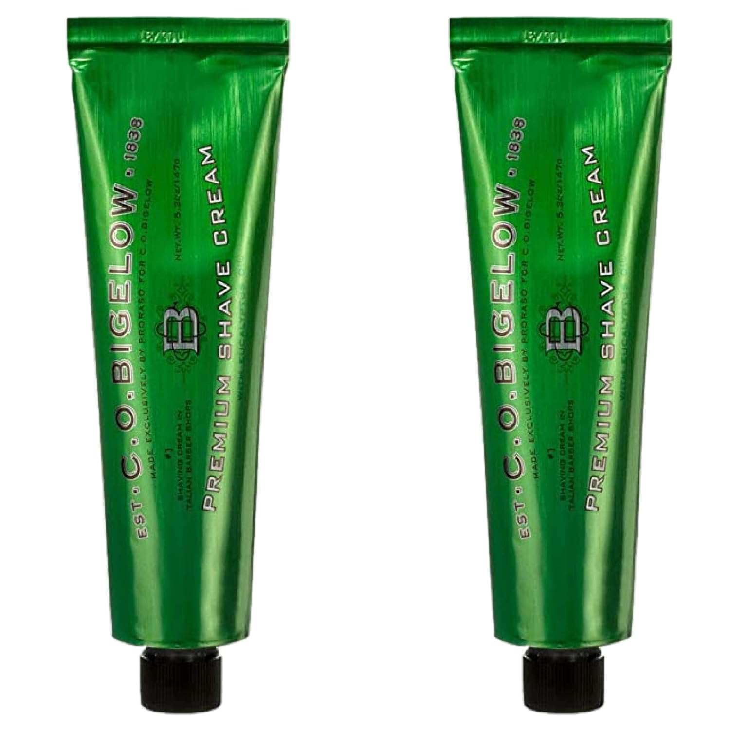 C.O. Bigelow Shaving Cream, 2 Pack of 5.2 oz Mens Shaving Cream with Eucalyptus Oil for Sensitive Skin & All Skin Types