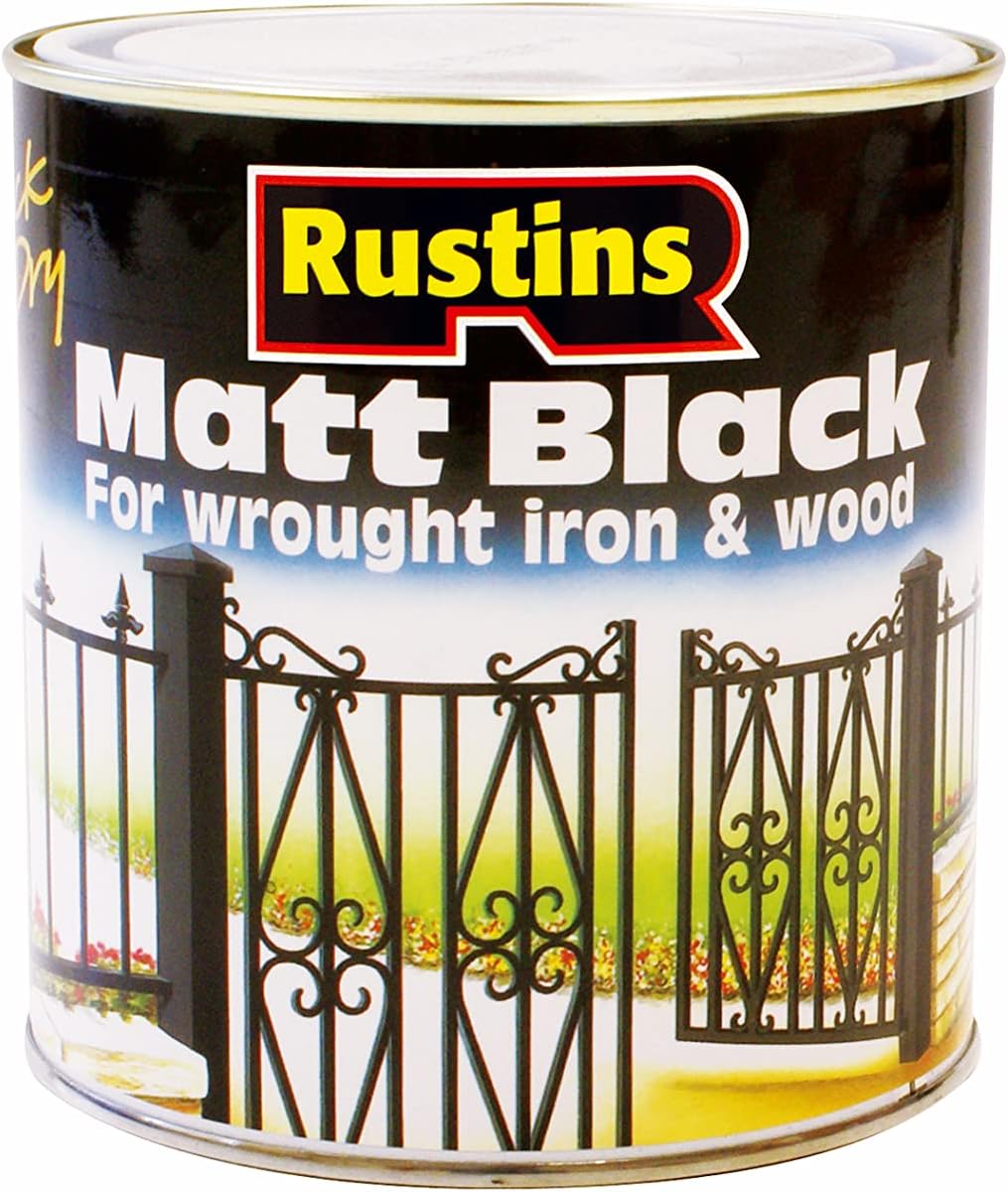 RUSTINS Quick Drying Matt Black Paint 500ml -Easy DIY Application for a Professional Finish in Minutes, Ideal for Interior & Exterior Surfaces