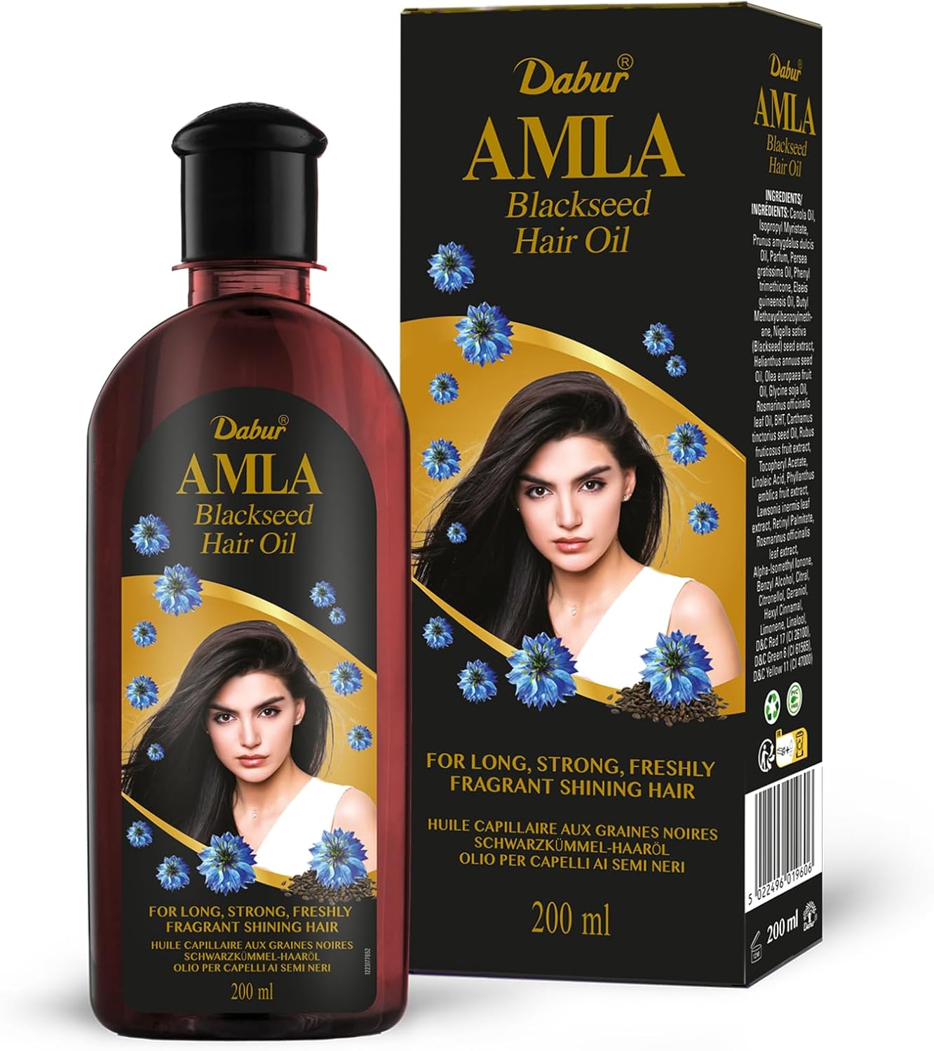 Dabur Amla Blackseed Hair Oil, 200 ml, Hair Oil for all hair types, Prevent Hair Thinning, Adds Volume to Hair, Controls Premature Greying, Prevents Dandruff, Blackseed