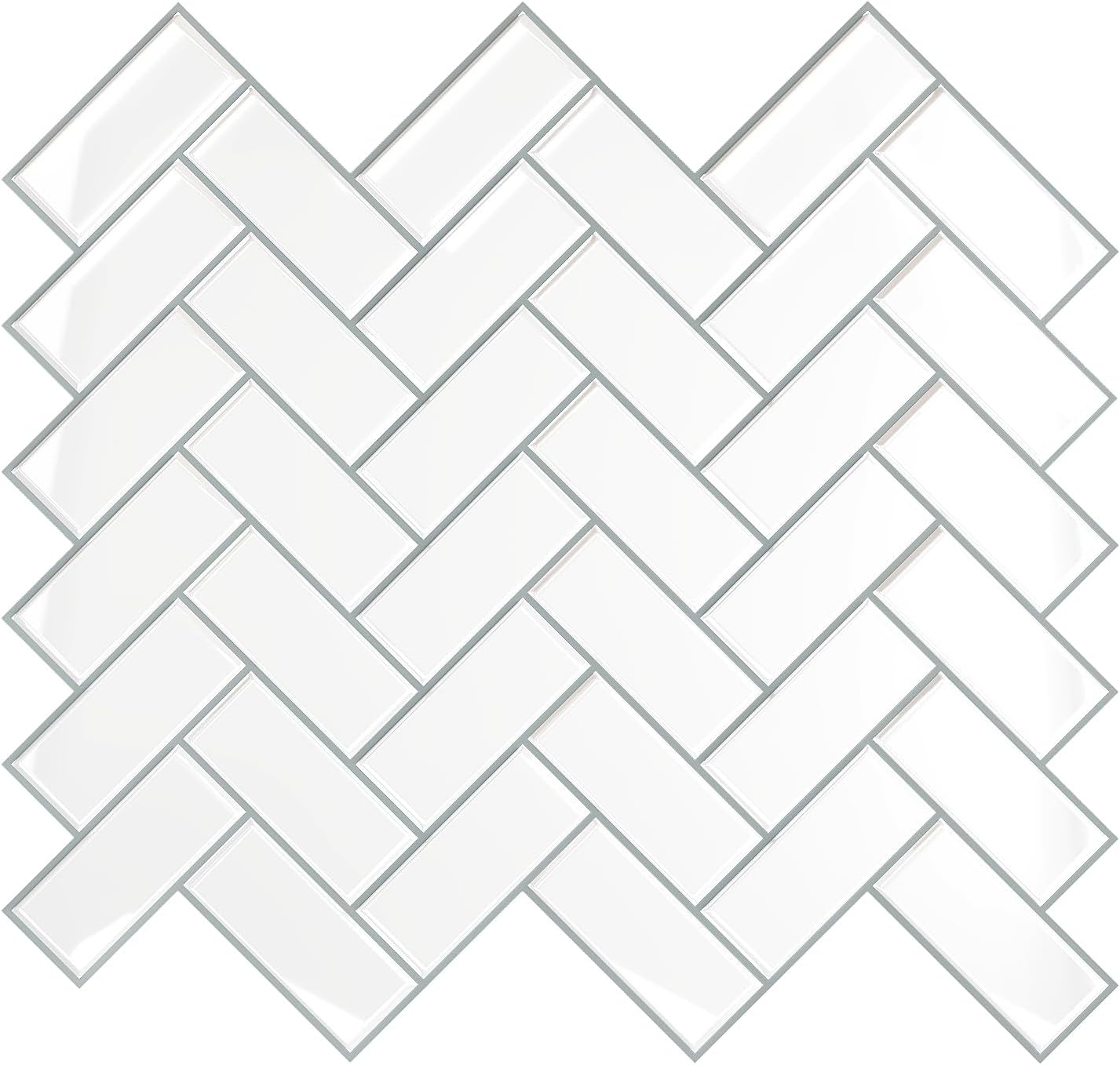 VEELIKE Herringbone Peel and Stick Backsplash for Kitchen White Backsplash Tile Stickers 6-Sheets Back Splash Stick on Tiles 12''x12'' Adhesive Removable Wall Tiles for Bathroom Shower Walls Fireplace