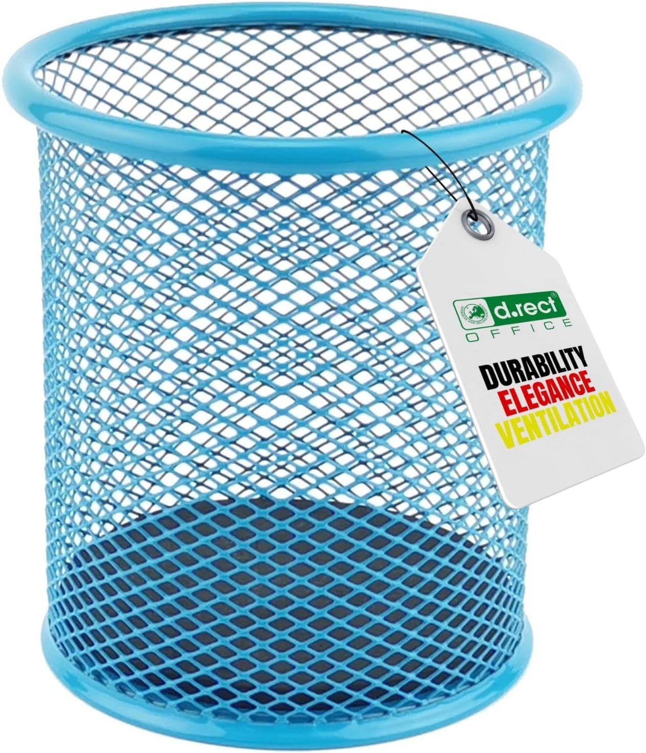LEVIATAN Metal Pen Holder | Round Wire Metal Mesh | Multifunctional Cup for Ballpoint Pen | Diameter 91 mm | Light Blue