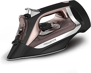 Rowenta, Iron, Access Stainless Steel Soleplate Steam Iron with Retractable Cord, Powerful Steam Diffusion, Auto-off, Anti-Drip, 1725 Watts, Ironing, Black Clothes Iron, DW2459