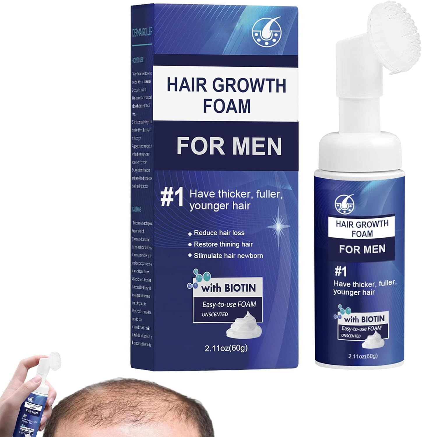 Hair Growth Foam for Men, Hair Growth Serum Foam, Hair Regrowth Foam, Anti-Hair Loss Foam, Hair Treatment, For All Hair Types (1pcs)