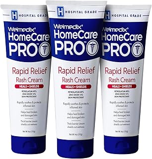 Rapid Relief Diaper Rash Cream with Zinc Oxide, Hospital Grade Barrier Cream for Adults, and Babies with Fragile or Sensitive Skin (4oz Tube, Pack of 3)