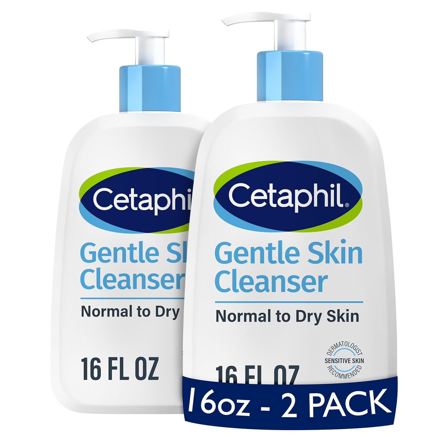 Cetaphil Face Wash, Hydrating Gentle Skin Cleanser for Dry to Normal Sensitive Skin, NEW 16 oz 2 Pack, Fragrance Free, Soap Free and Non-Foaming